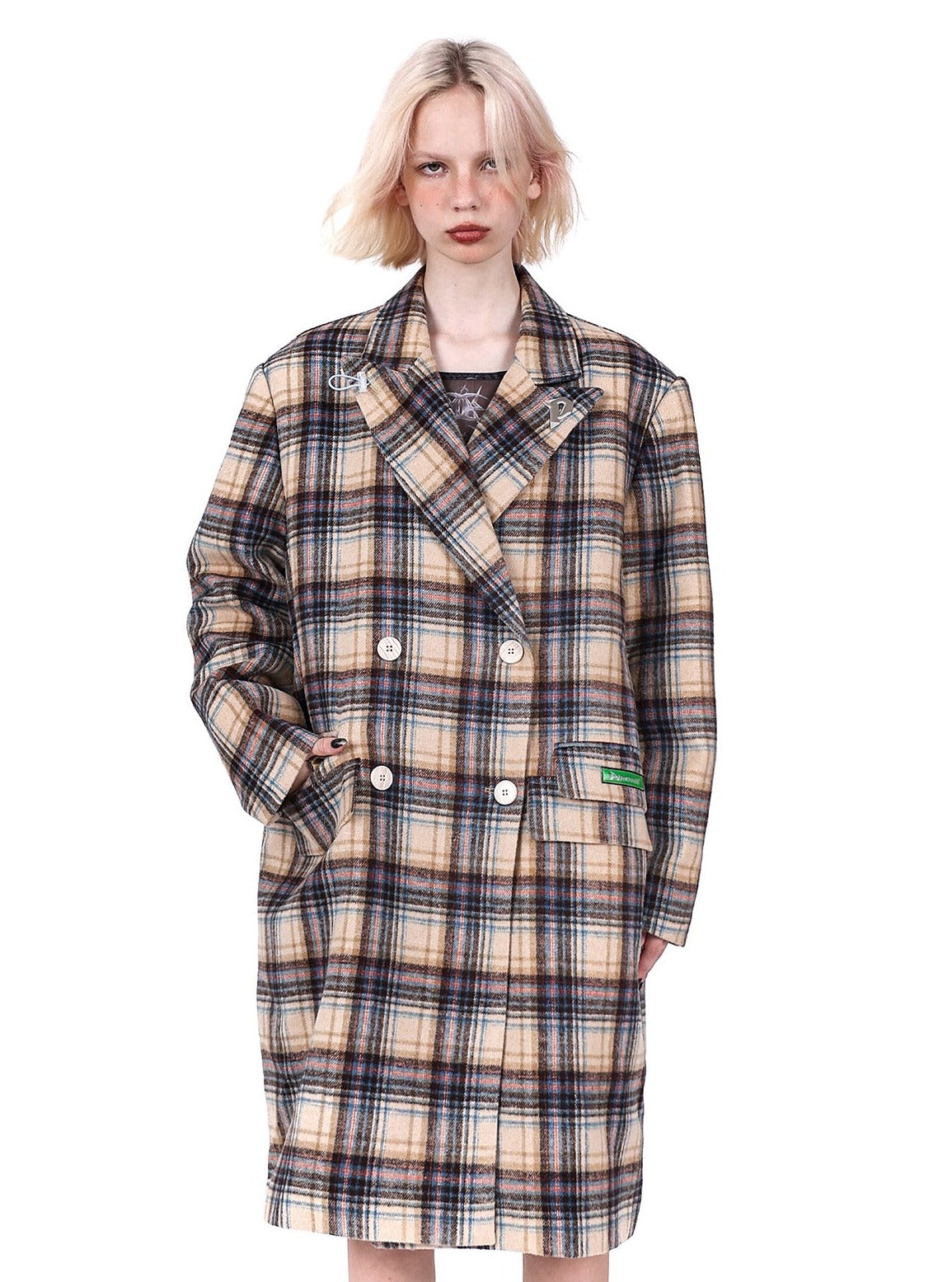 PINKSPINK Oversized Plaid Wool Coat - Dual Color Options