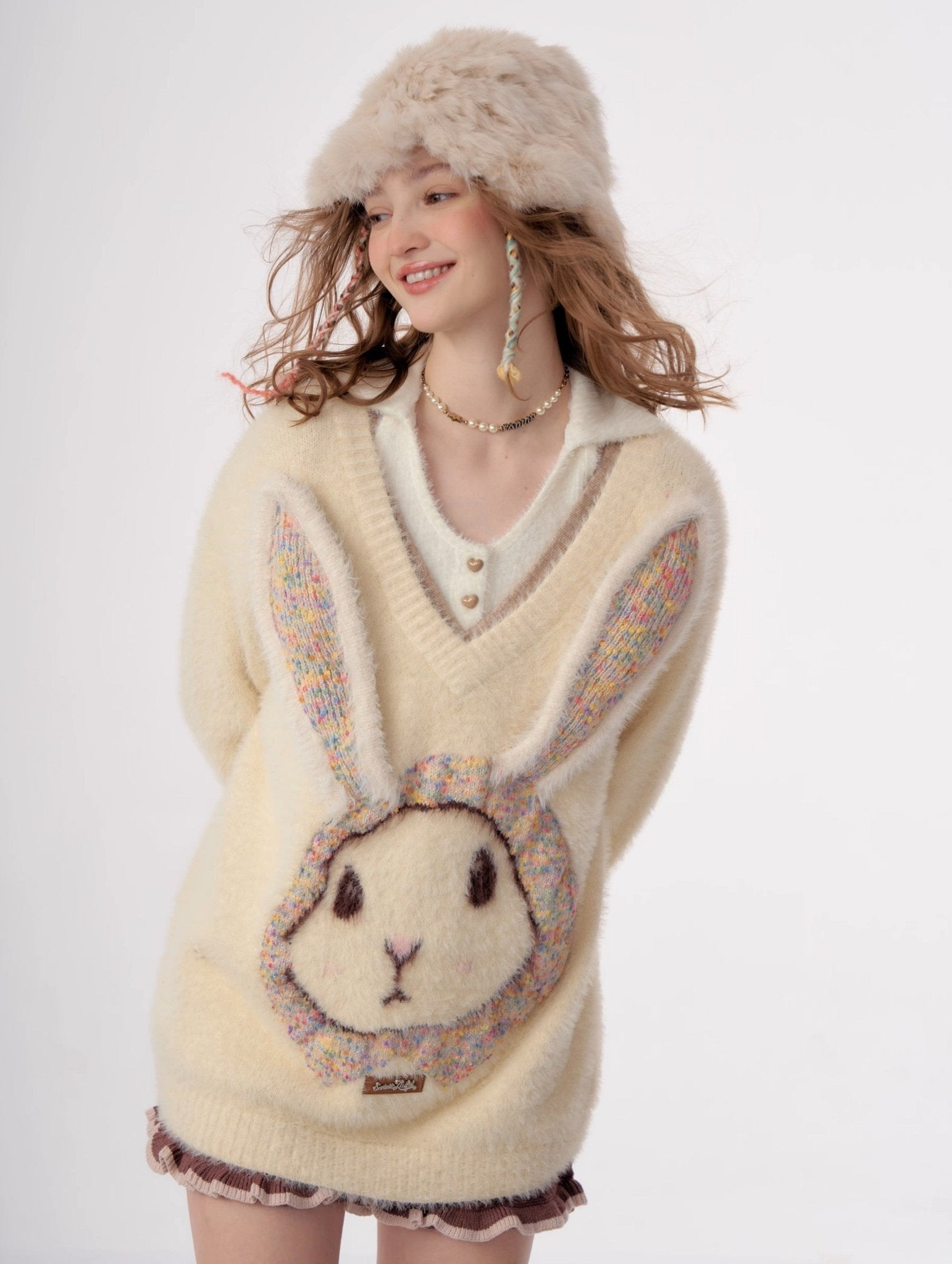 Fluffy Rabbit Cream Sweater