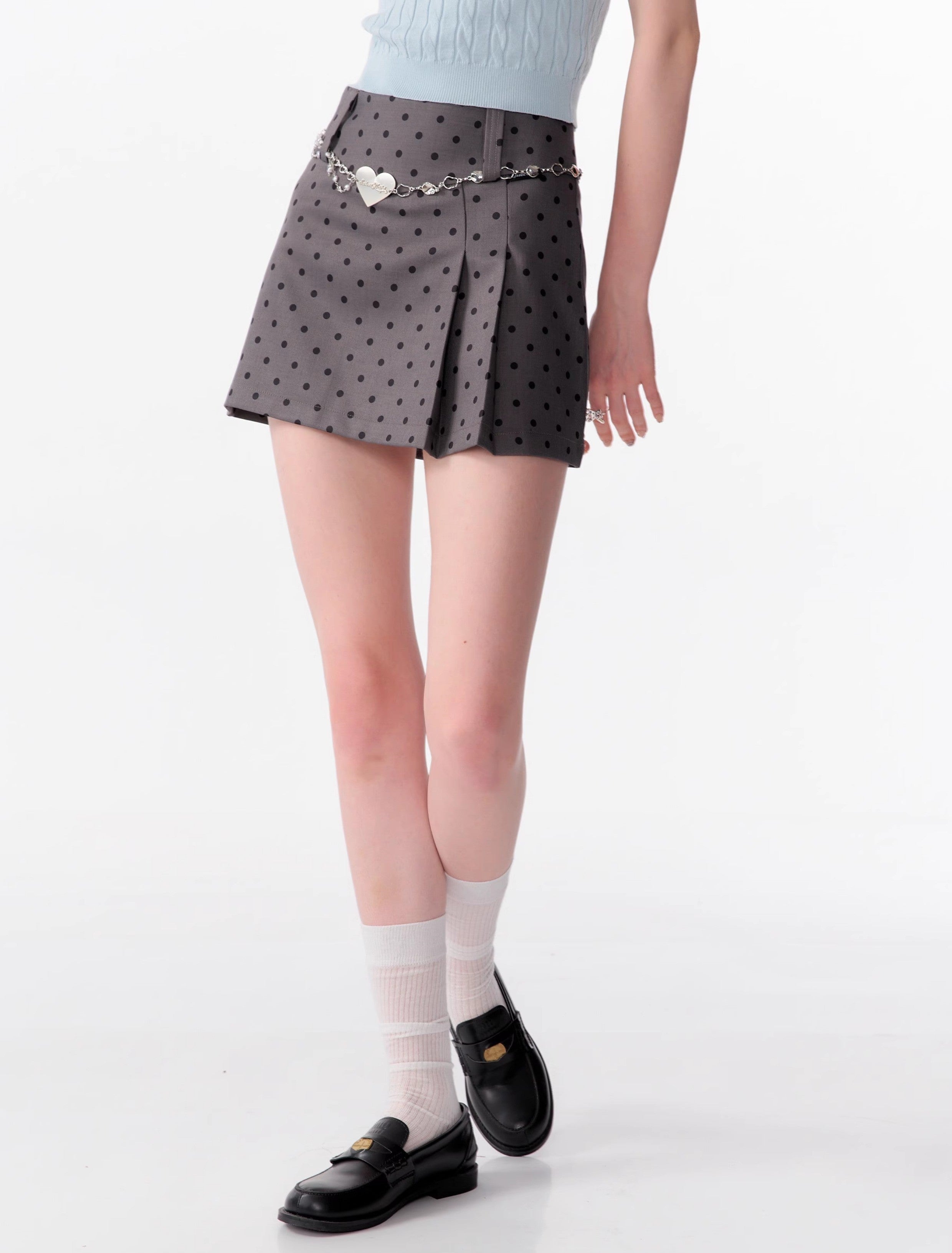 High Waist Polka Dot Mini Skirt