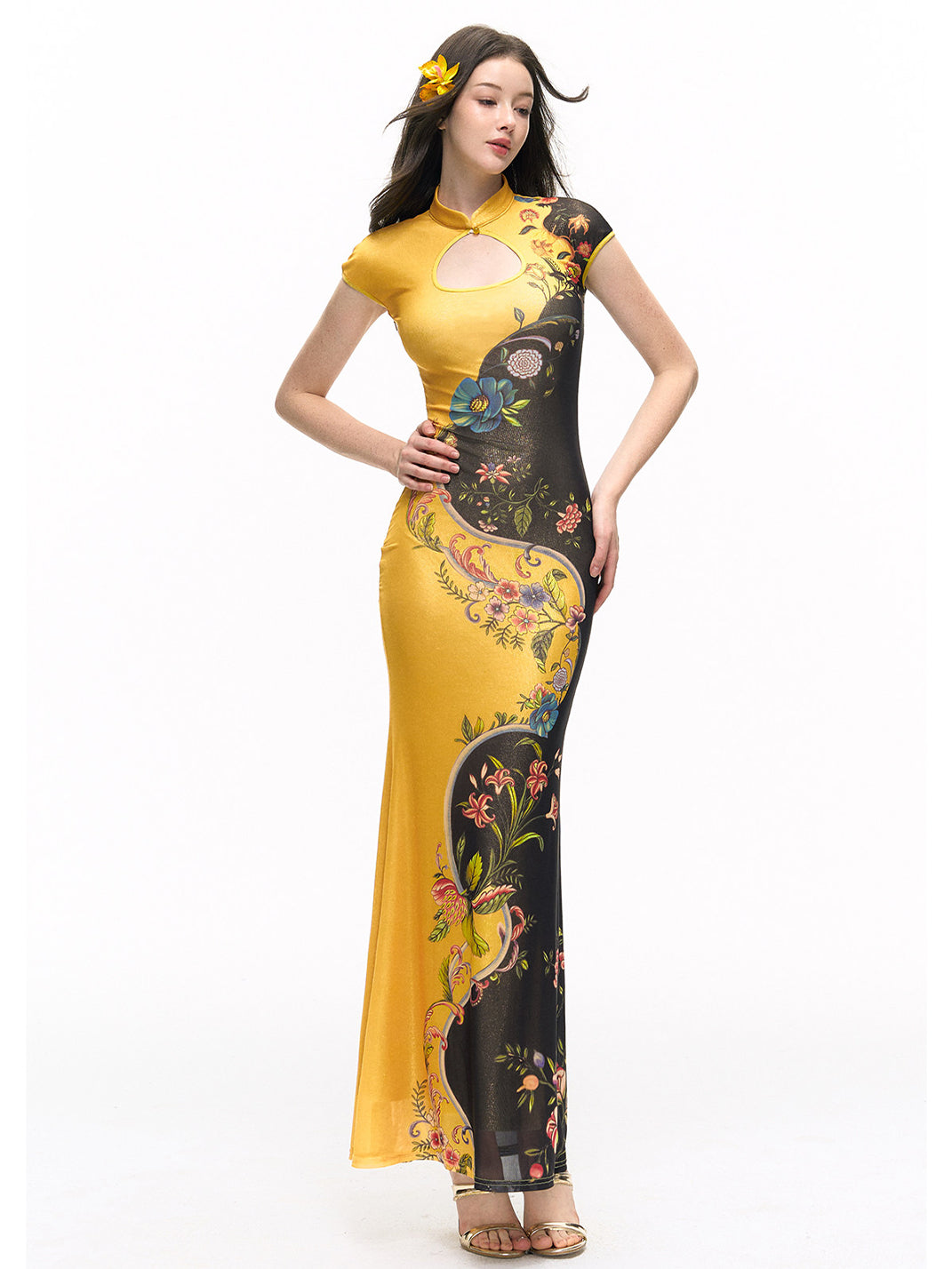 Gold Foil Bodycon Mermaid Dress