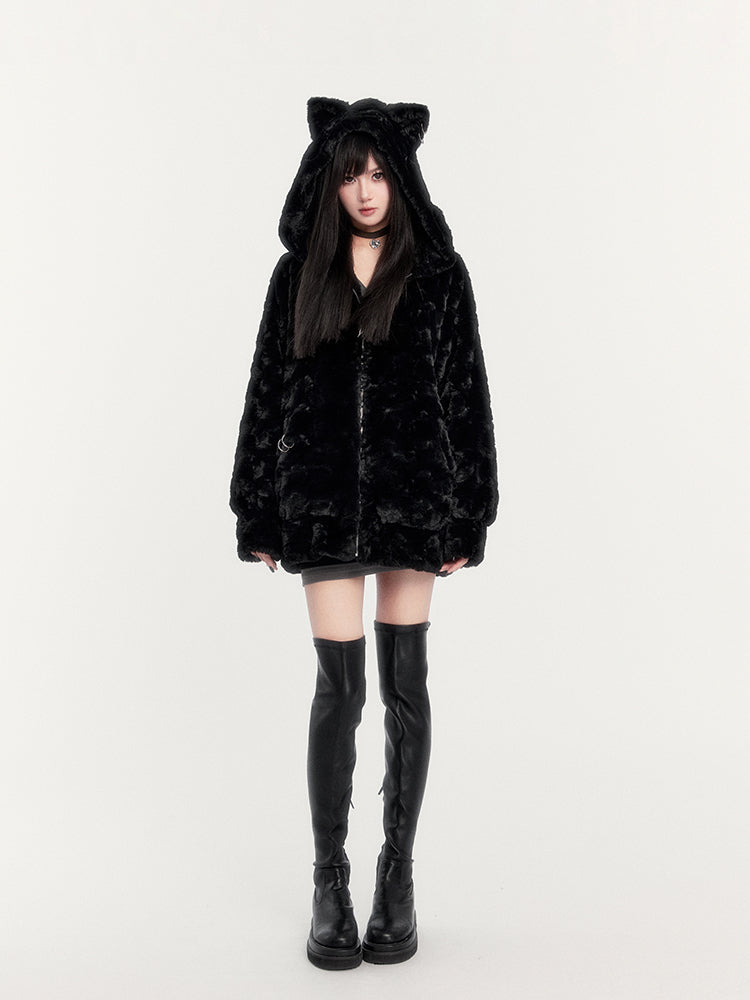 Cat Ear Faux Fur Jacket