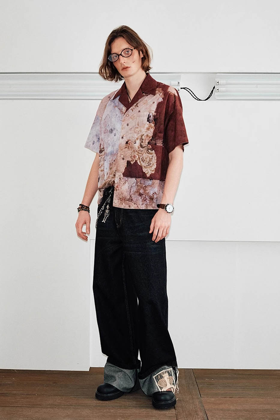 Abstract Print Camp Collar Shirt