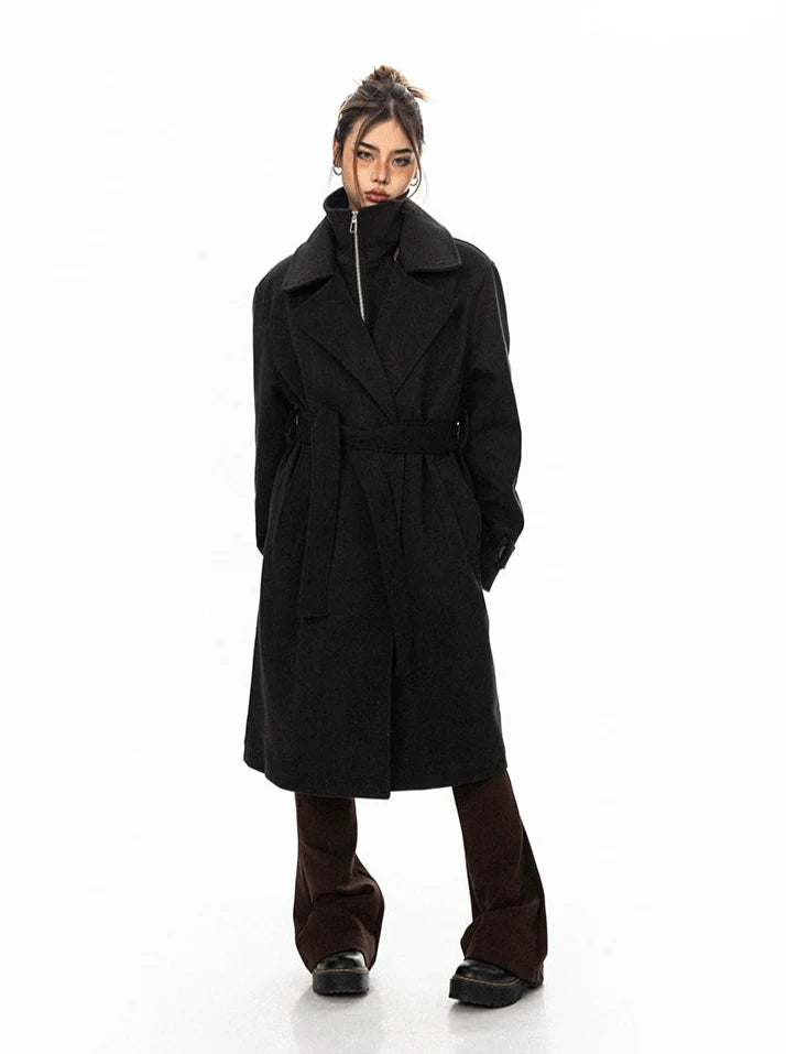 Oversized Belted Double Breasted Trench Coat