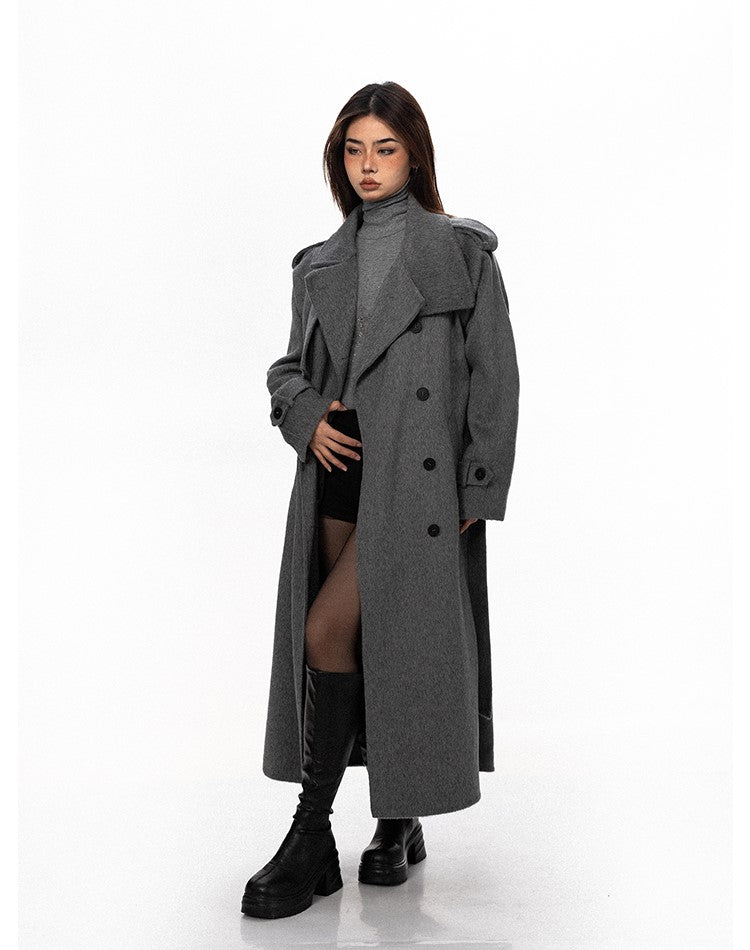 Wool Military-Style Trench Coat