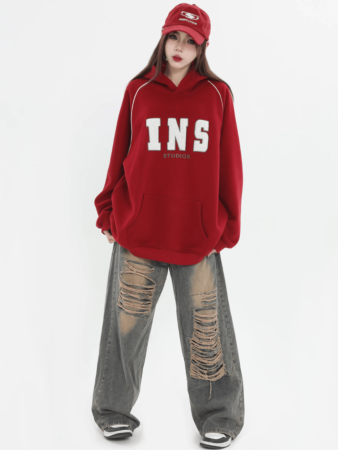 American Inspired Flocked Logo Hoodie - chiclara