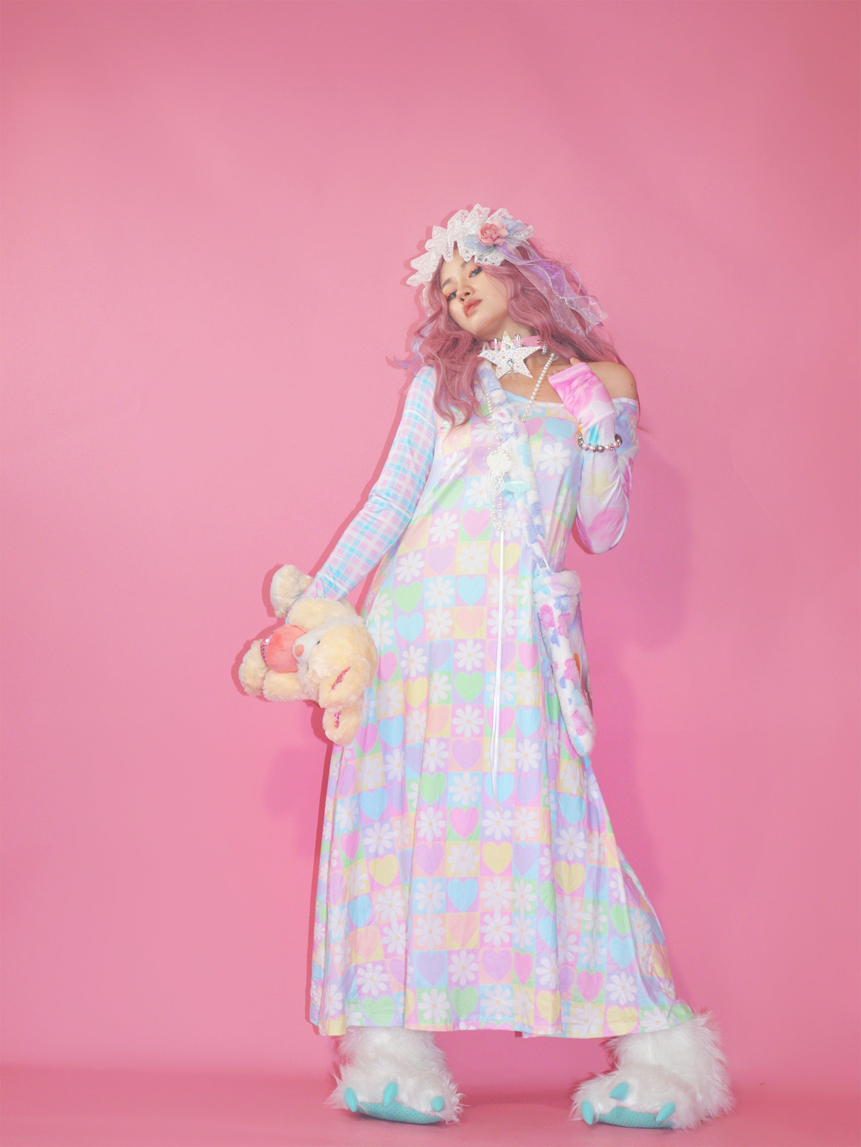Pastel Patchwork Daisy Nightgown Dress
