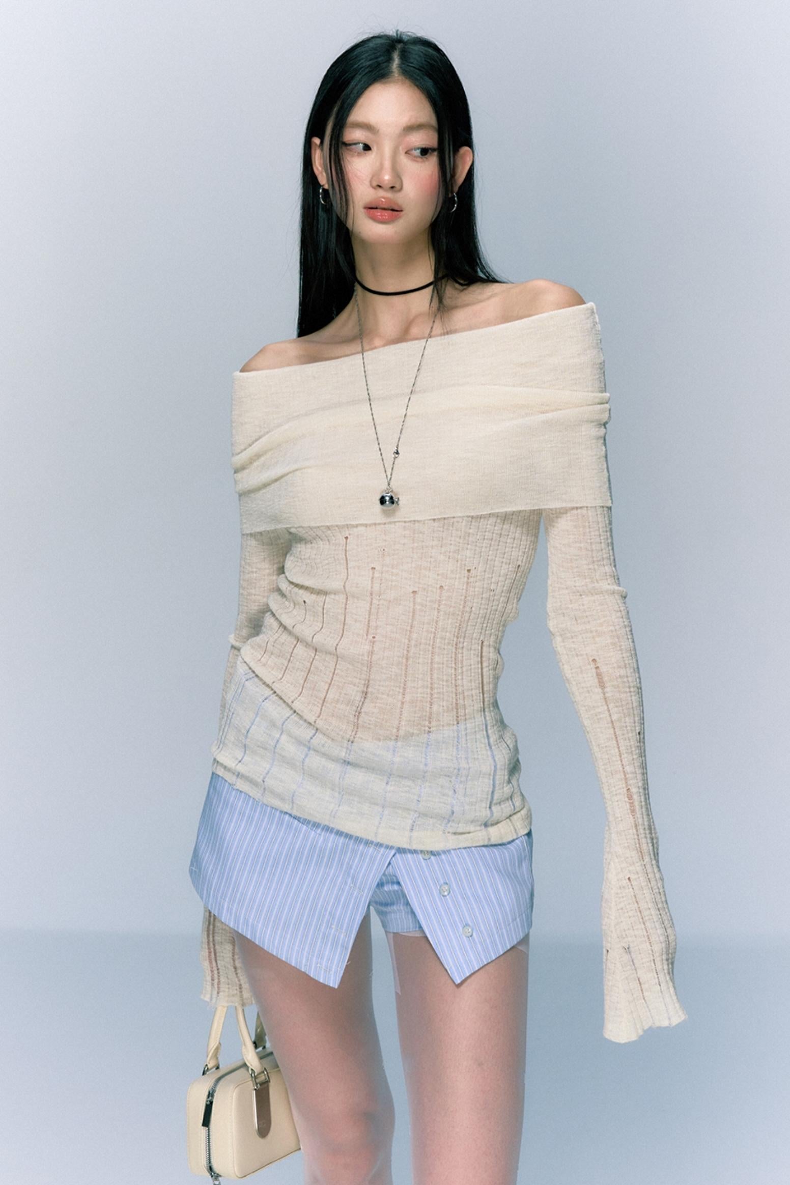 Asymmetric Folded Designer Knit Top