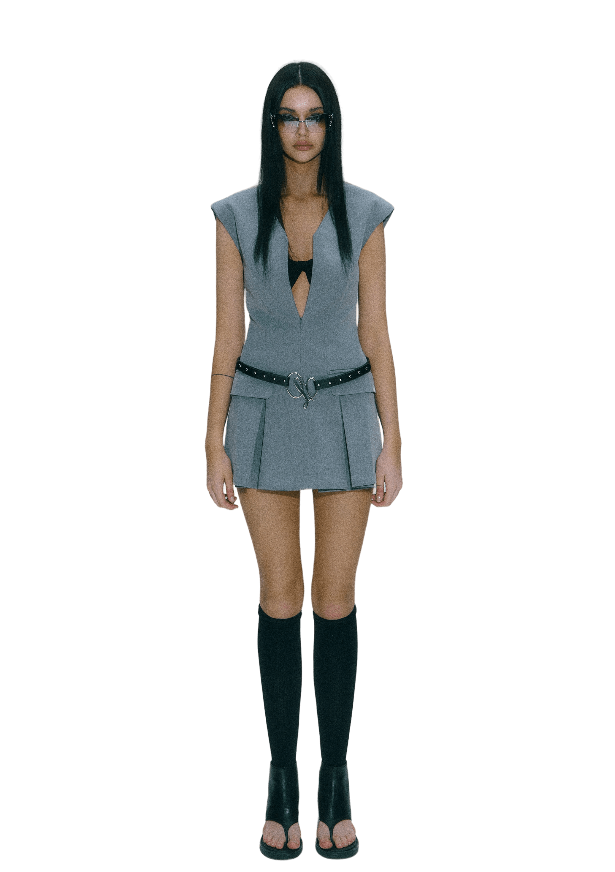 Zipper Suit Vest Dress