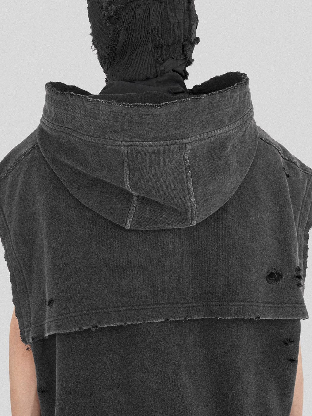 Distressed Sleeveless Hoodie