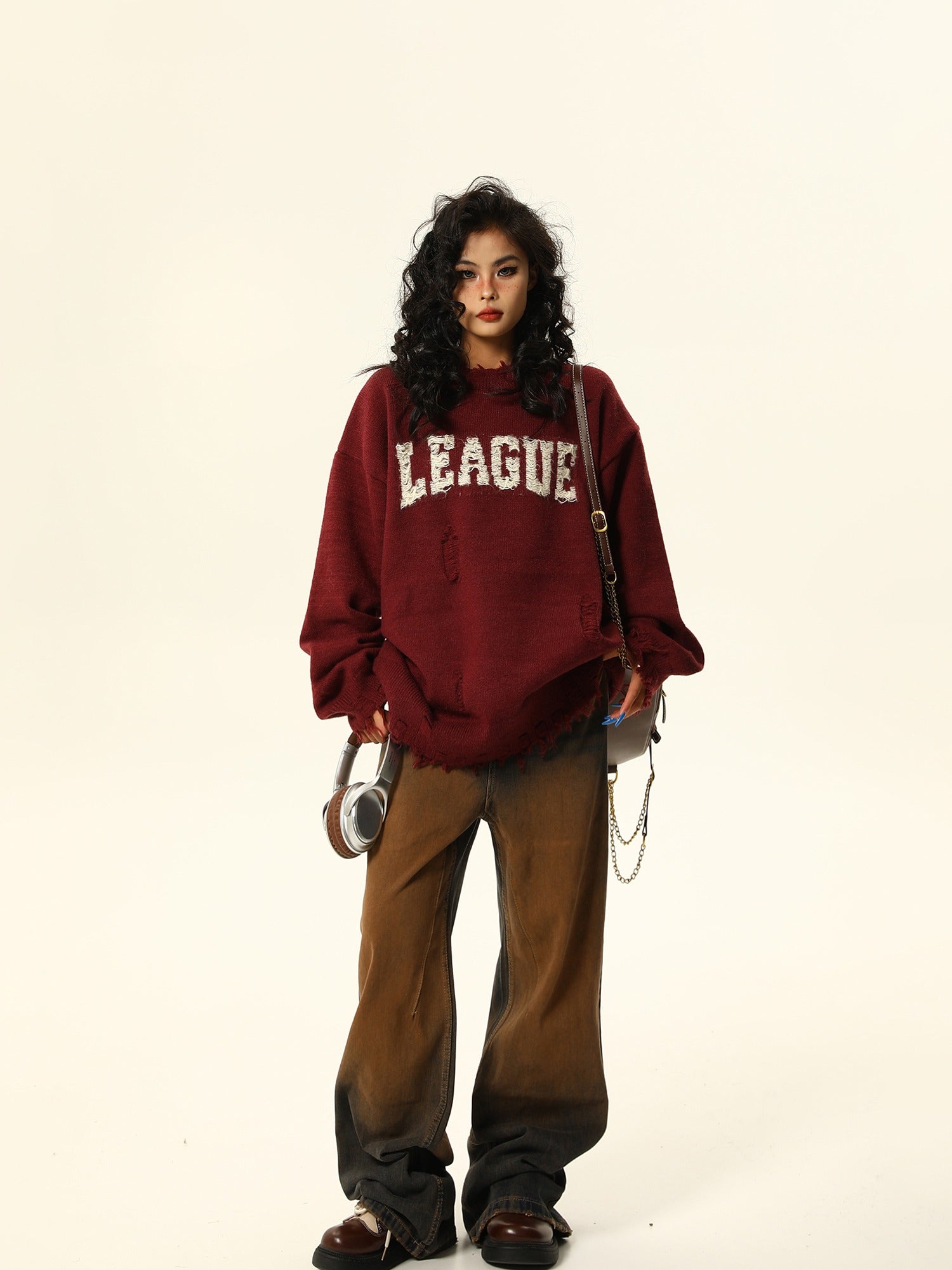 Distressed League Varsity Sweatshirt