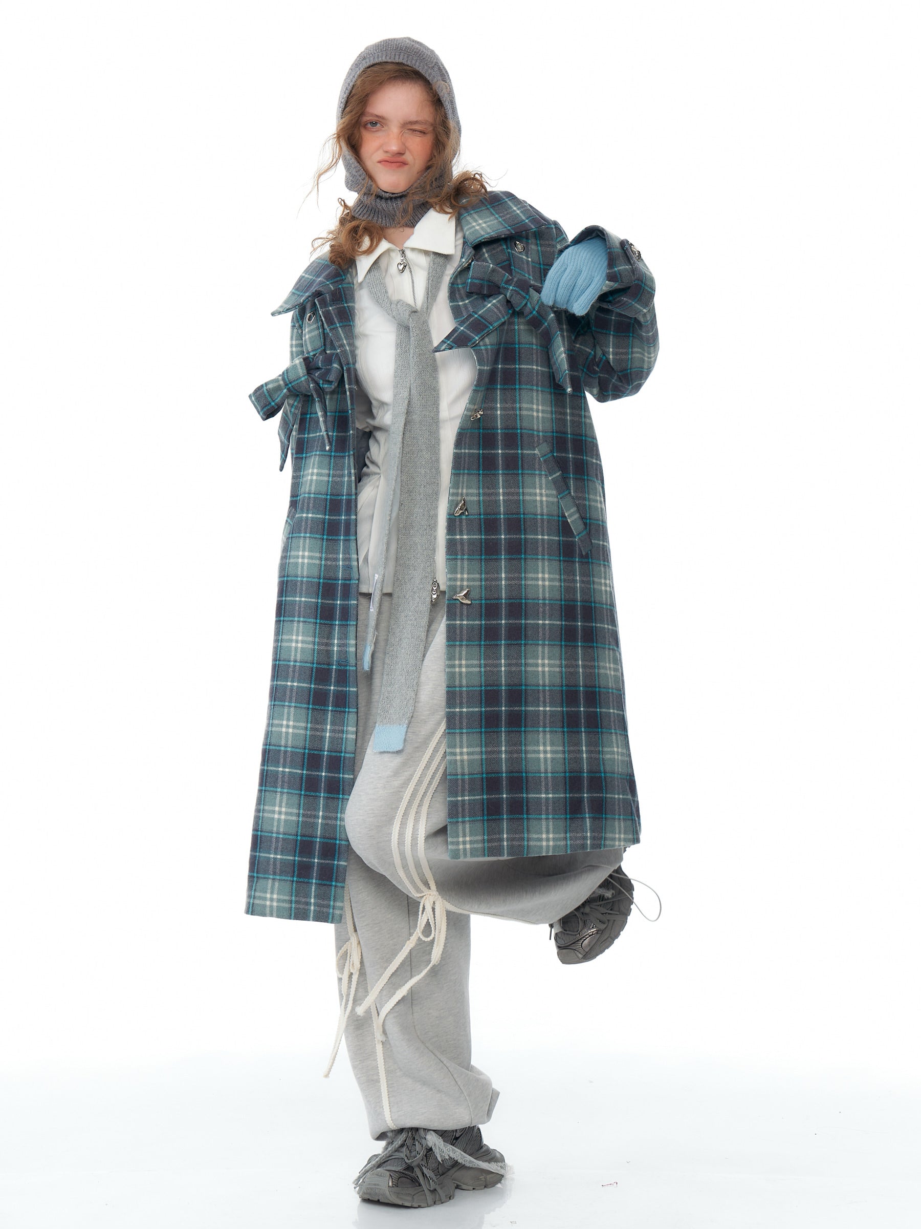 Plaid Toggle Duffle Coat