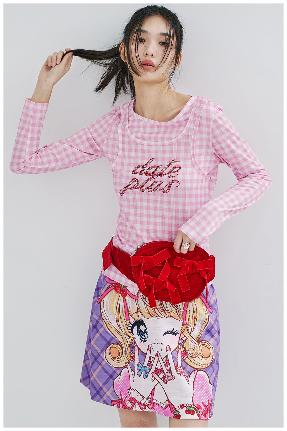 Red Velvet Bow Belt Bag Pack