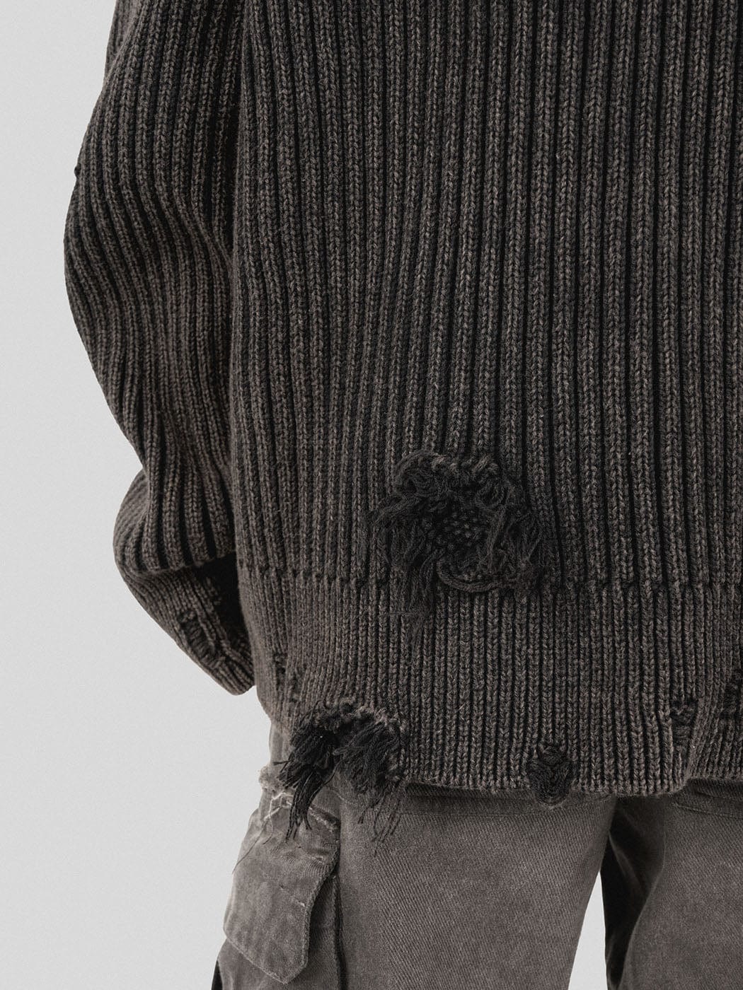 Distressed Ribbed Sweater