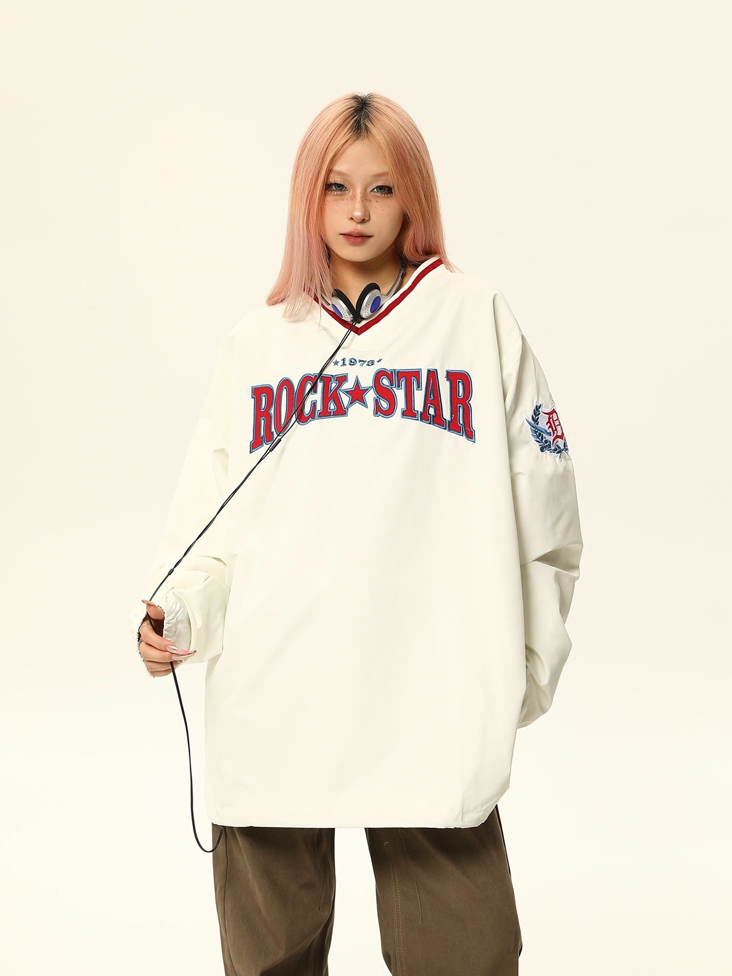 Rock Star Varsity Anorak Pullover