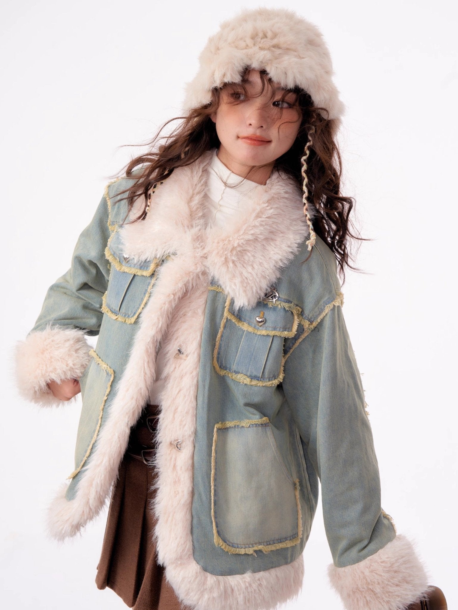 Fur Trim Denim Jacket