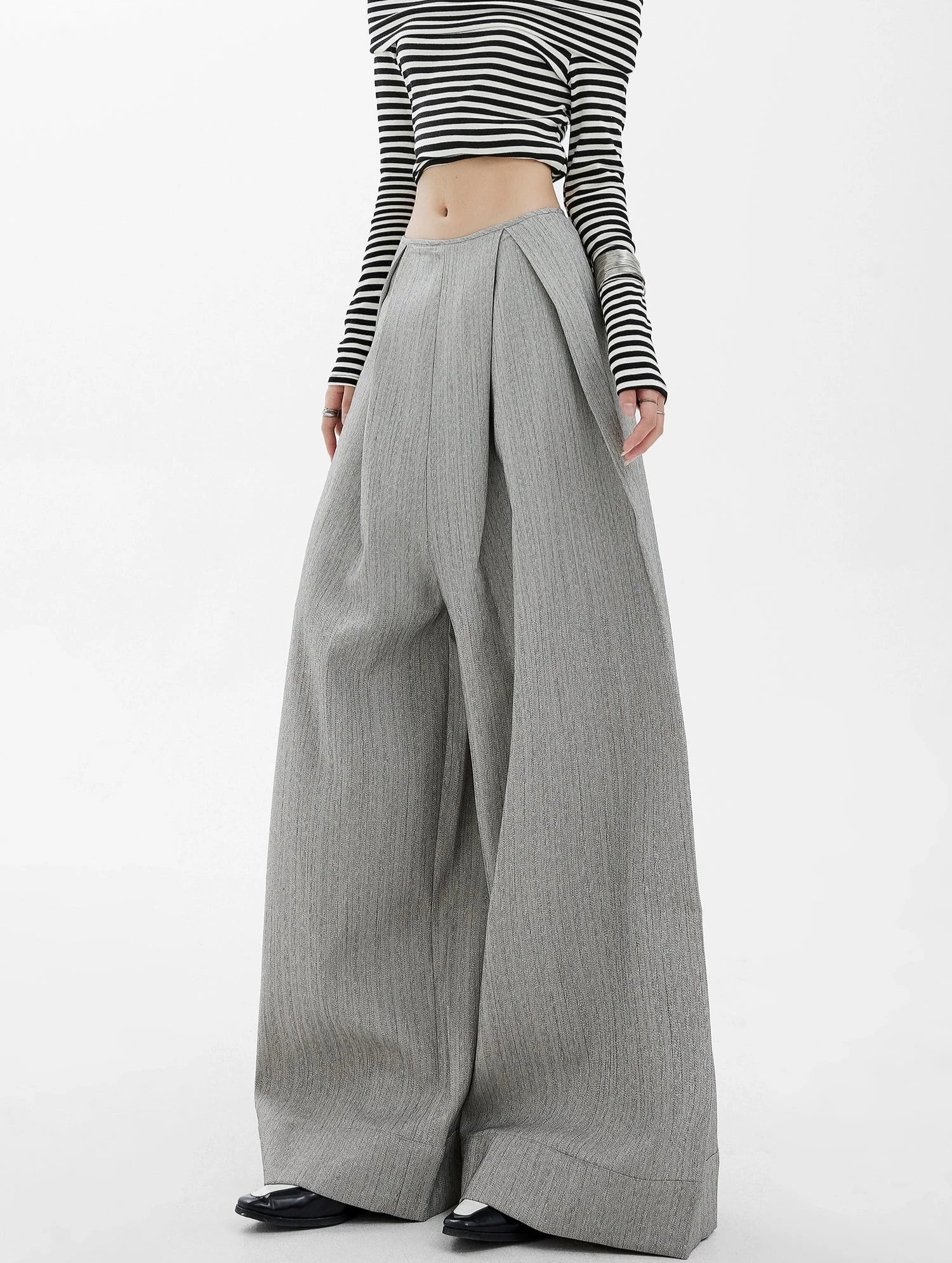 High-Waisted Grey Wide Leg Palazzo Pants