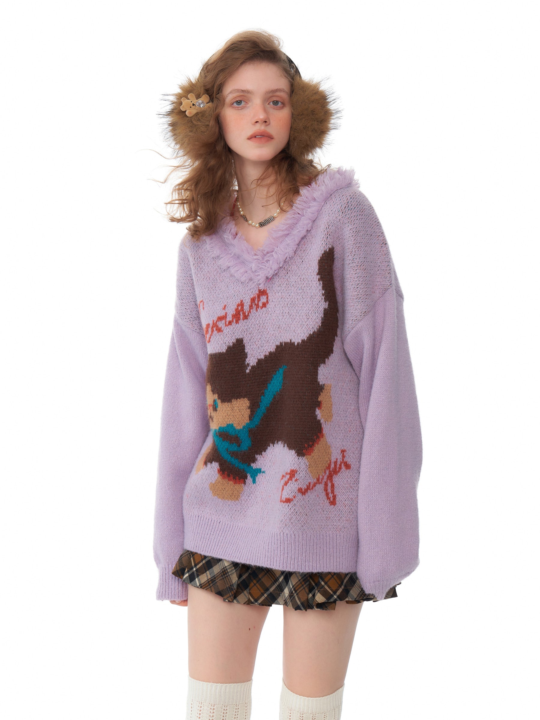 Dancing Cat Knit Sweater