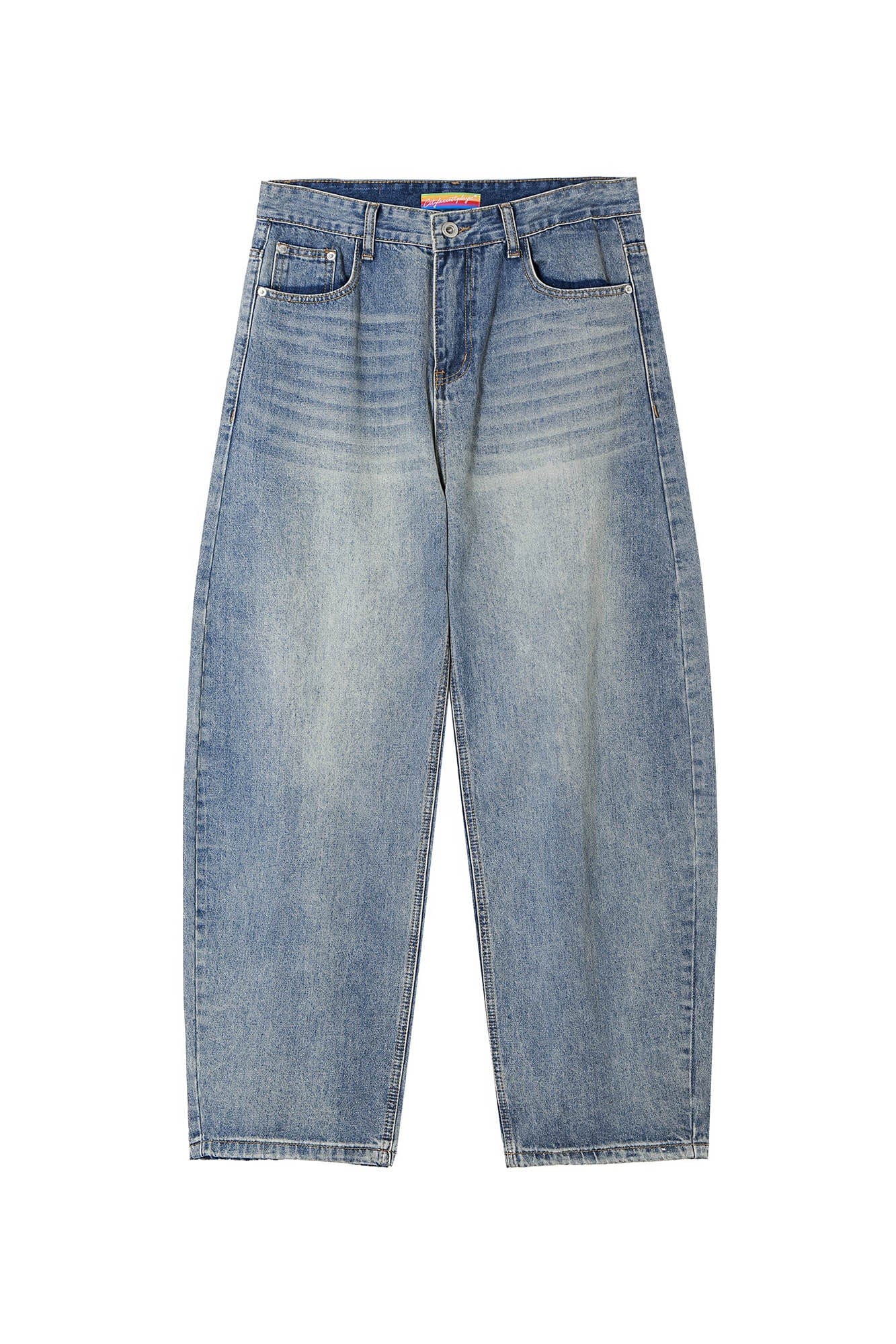 Extreme Wide-Leg Washed Denim Jeans