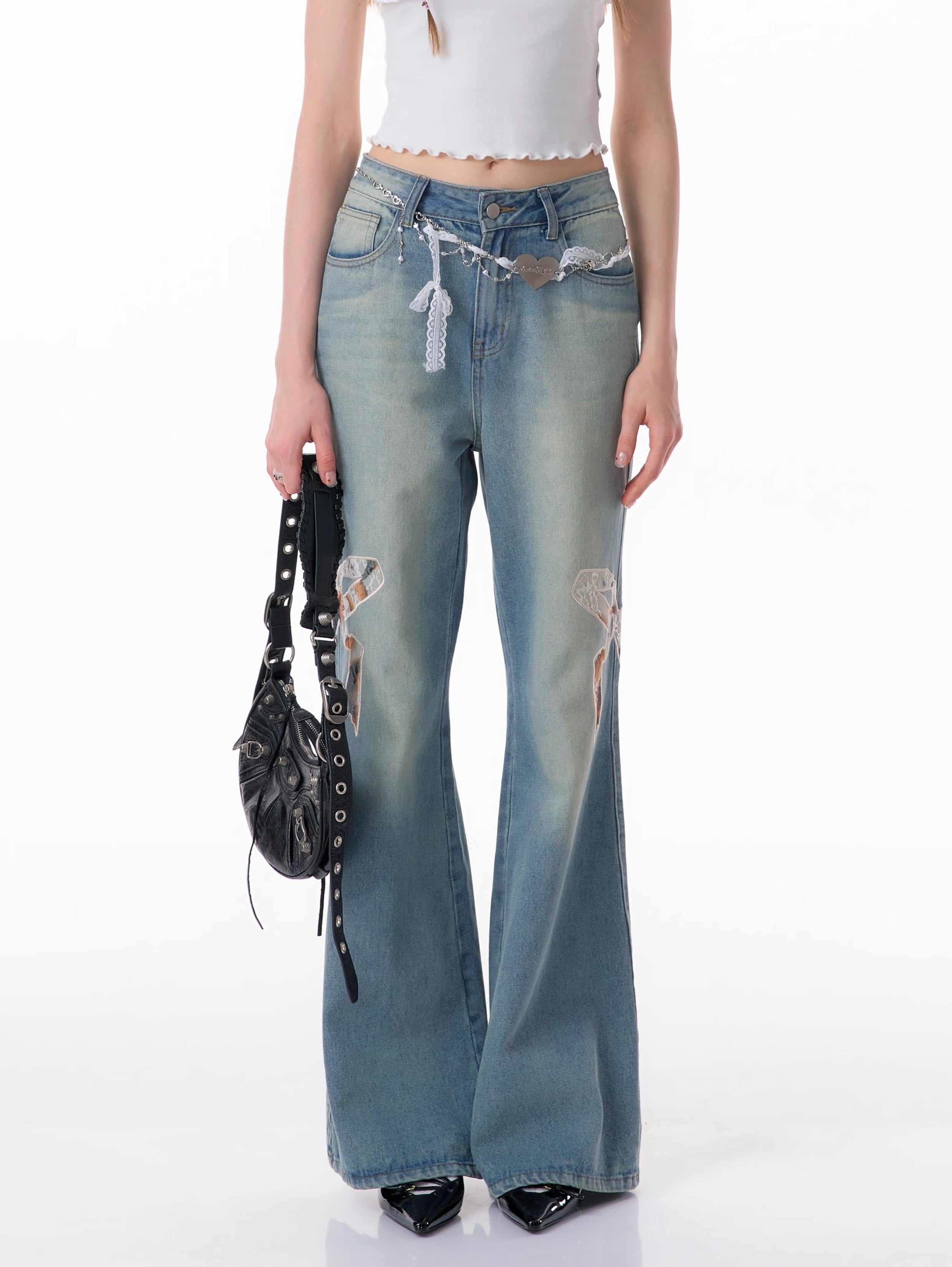 Bow Patch Flare Jeans