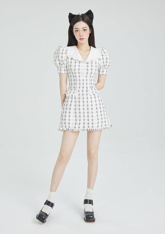 Cherub Collar Plaid Dress