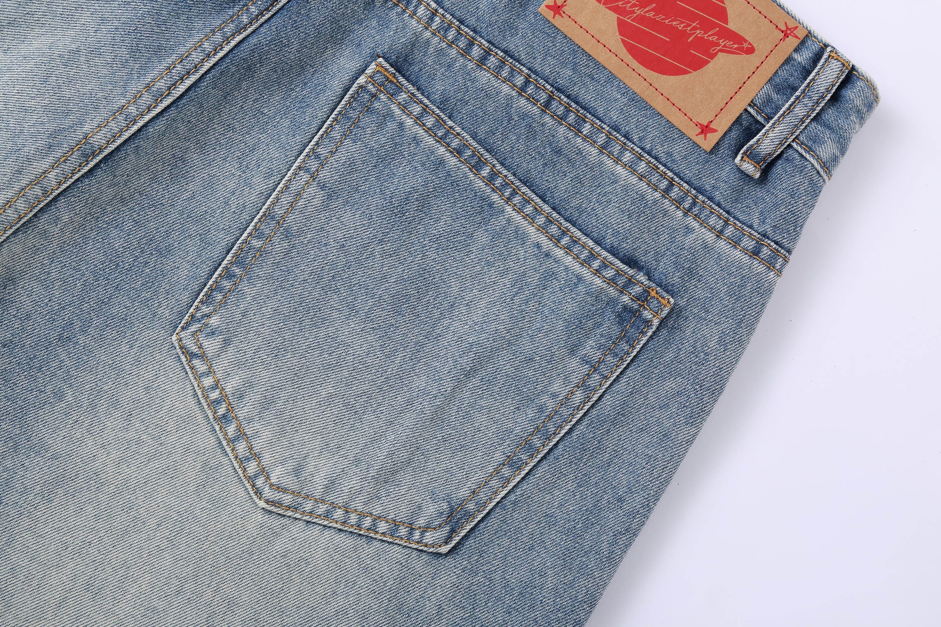 Extreme Wide-Leg Washed Denim Jeans