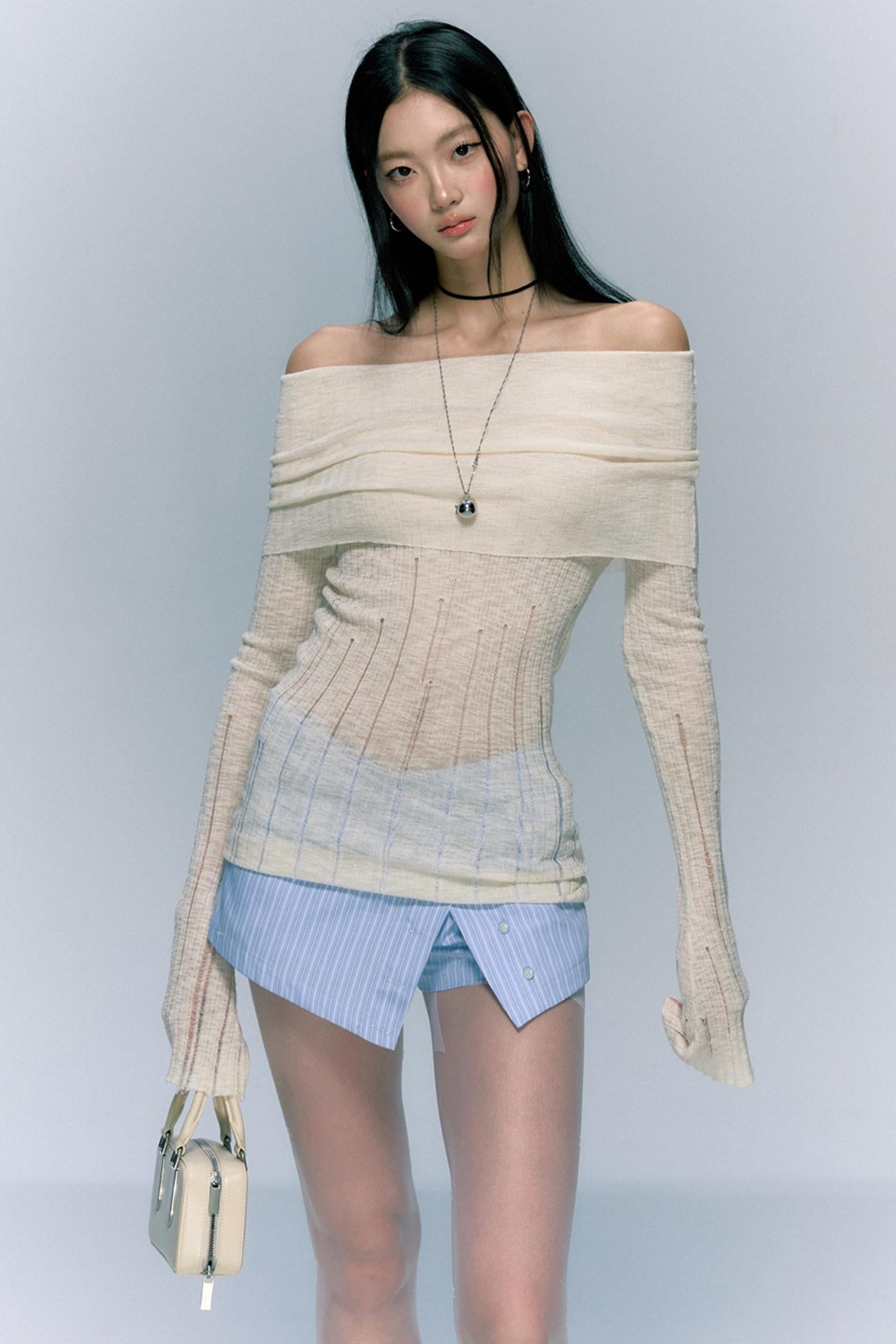 Asymmetric Folded Designer Knit Top