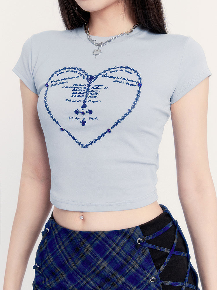 Heart Prayer Print Crop Tee