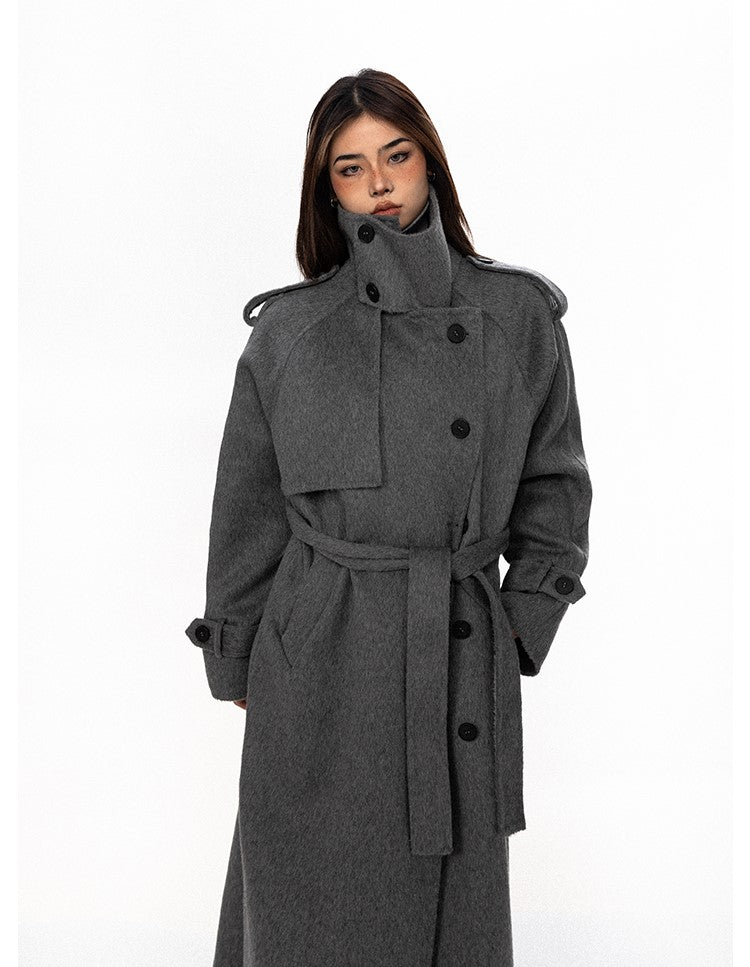 Wool Military-Style Trench Coat