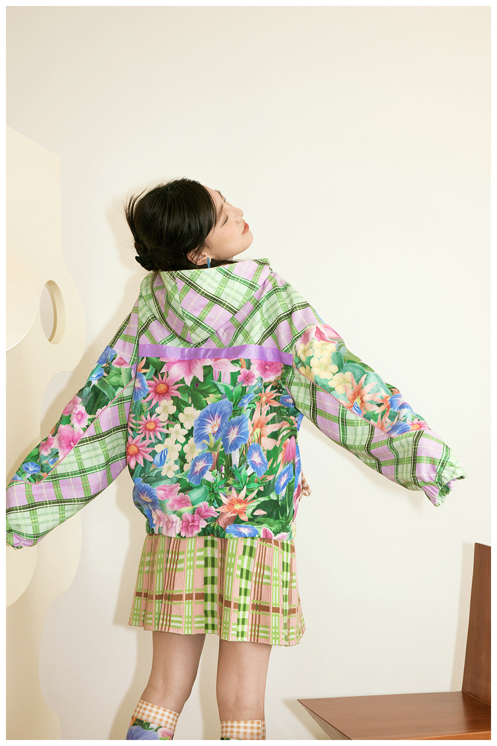 Kawaii Gingham Sporty Windbreaker