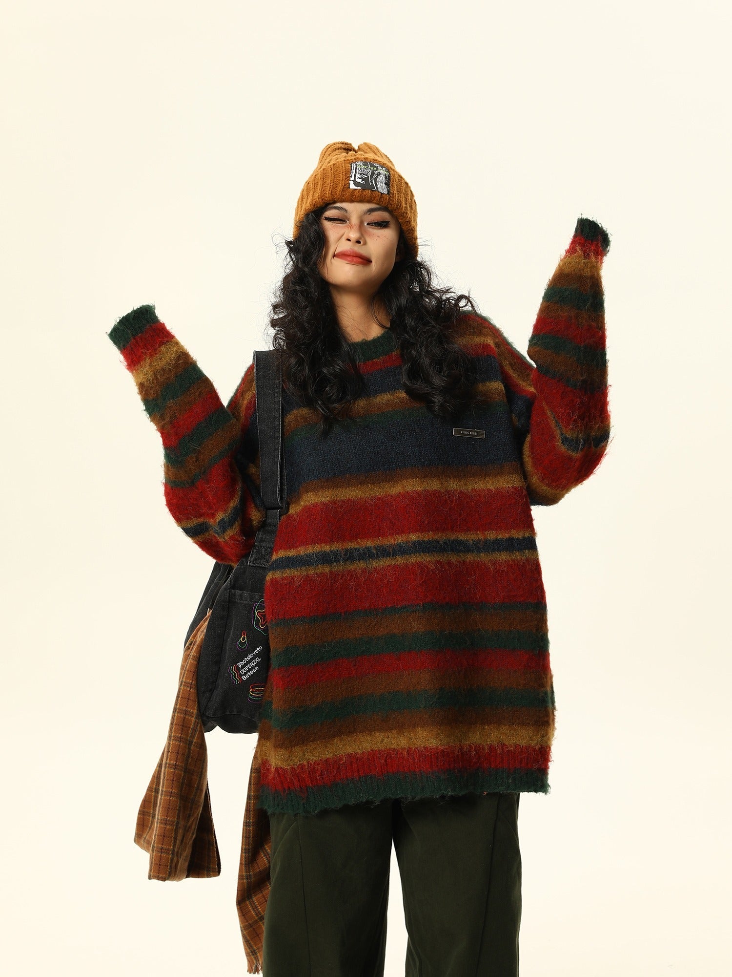 Multicolor Striped Fuzzy Sweater