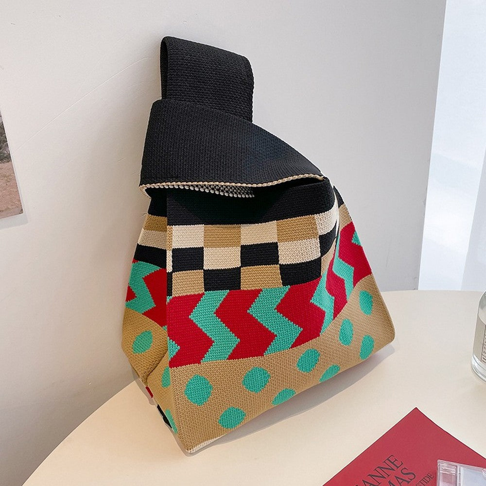 Retro Pattern Knit Storage Pouch