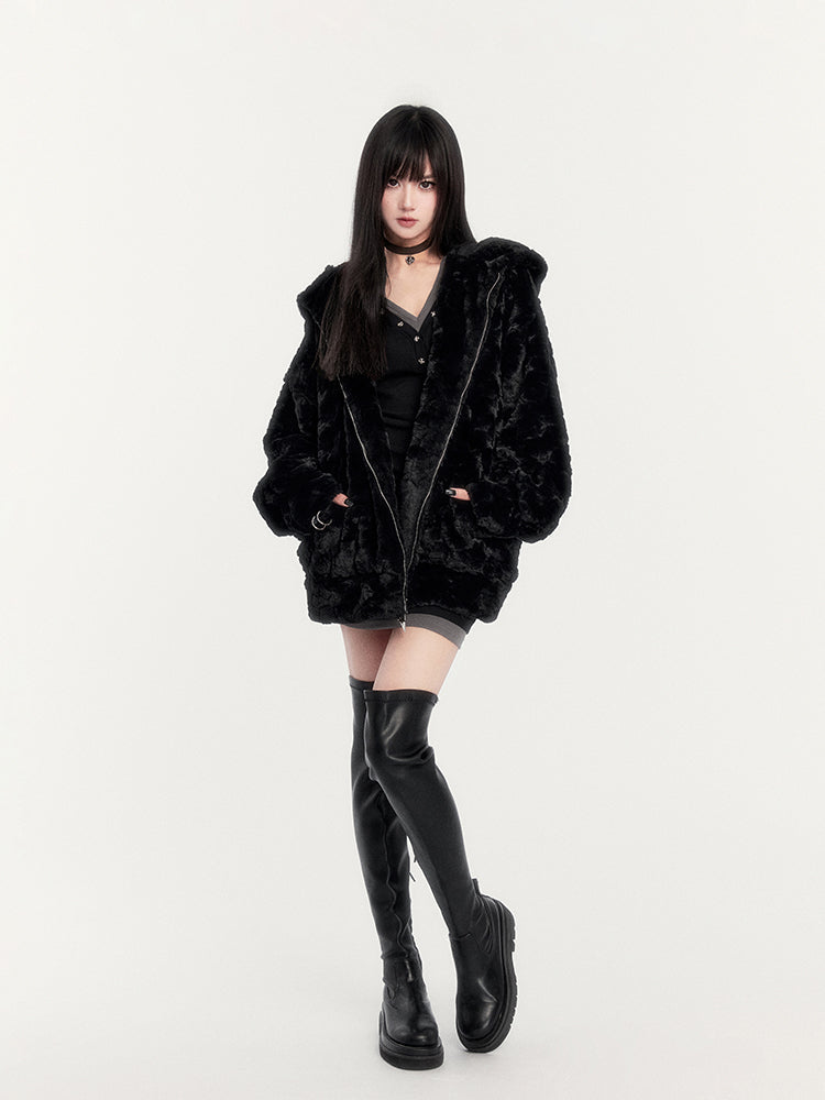 Cat Ear Faux Fur Jacket