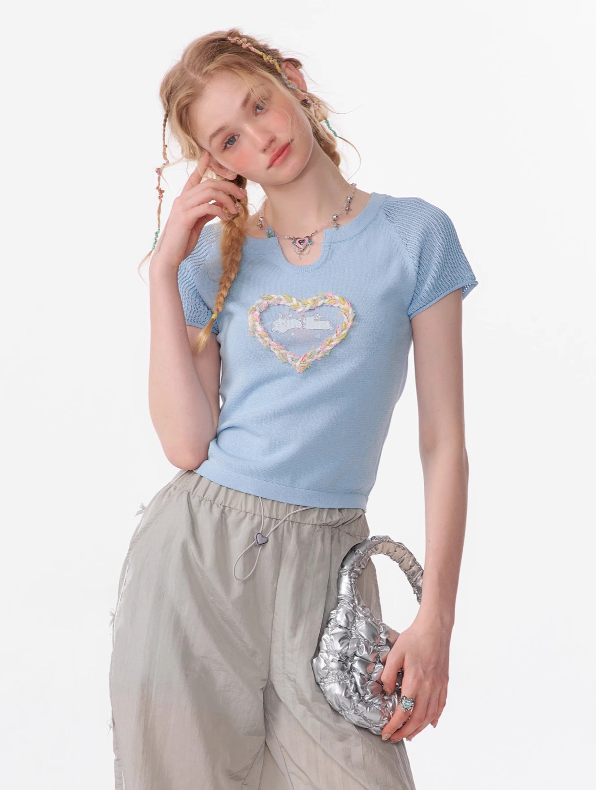 Braided Heart Knit Top