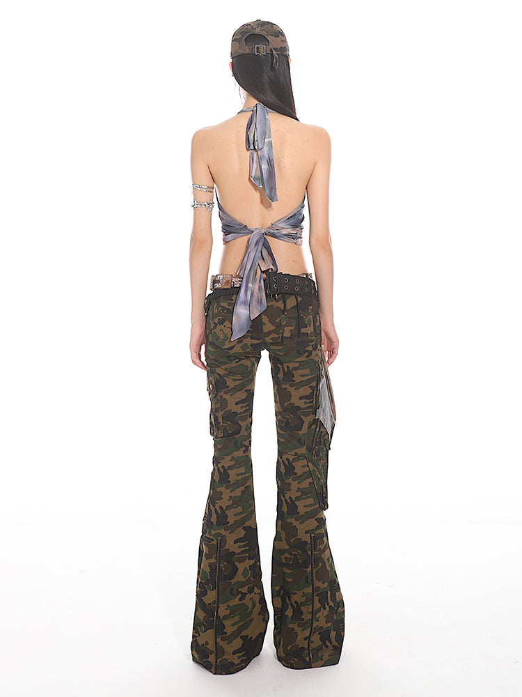 Camo Cargo Flare Pants