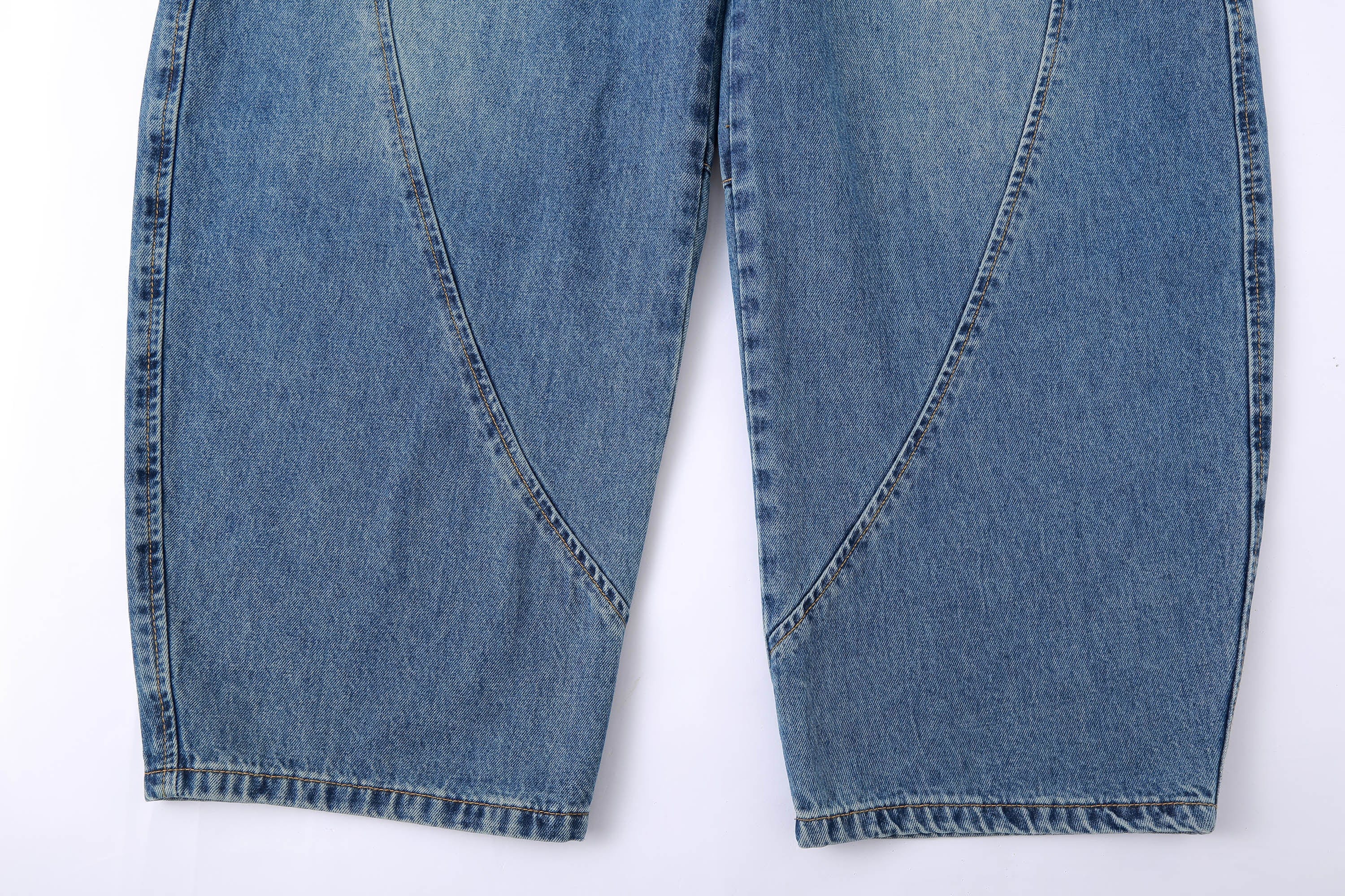 Spliced Baggy Curved Panel Denim Jeans