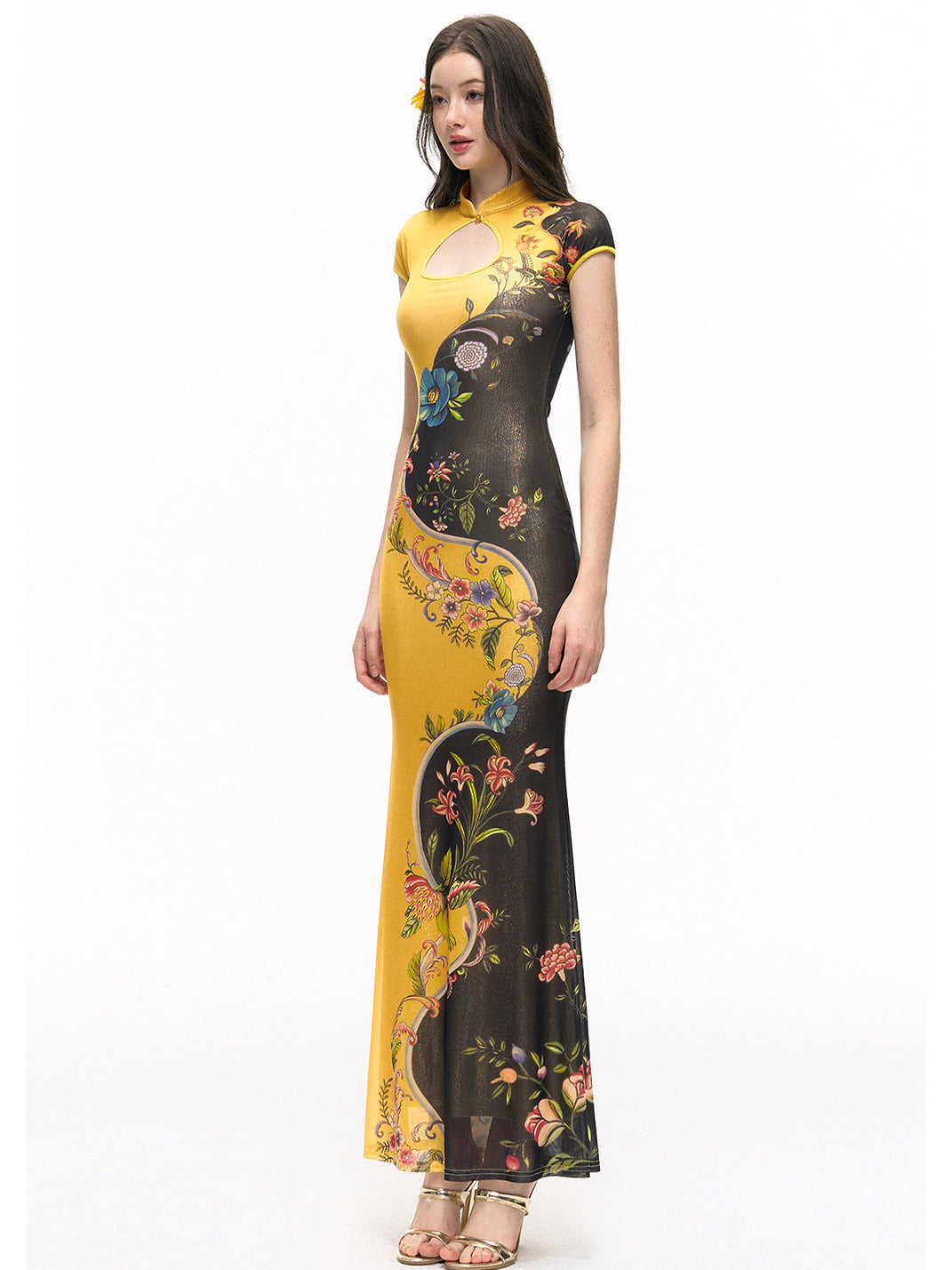 Gold Foil Bodycon Mermaid Dress