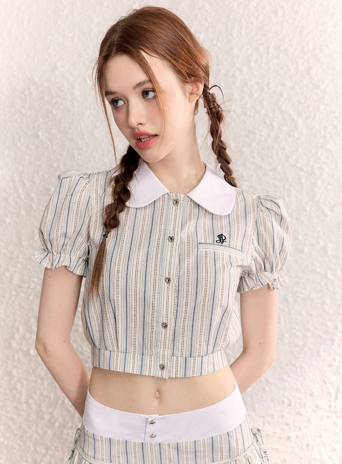 Original Doll Collar Shirt Maxi Dress Set-Up - chiclara