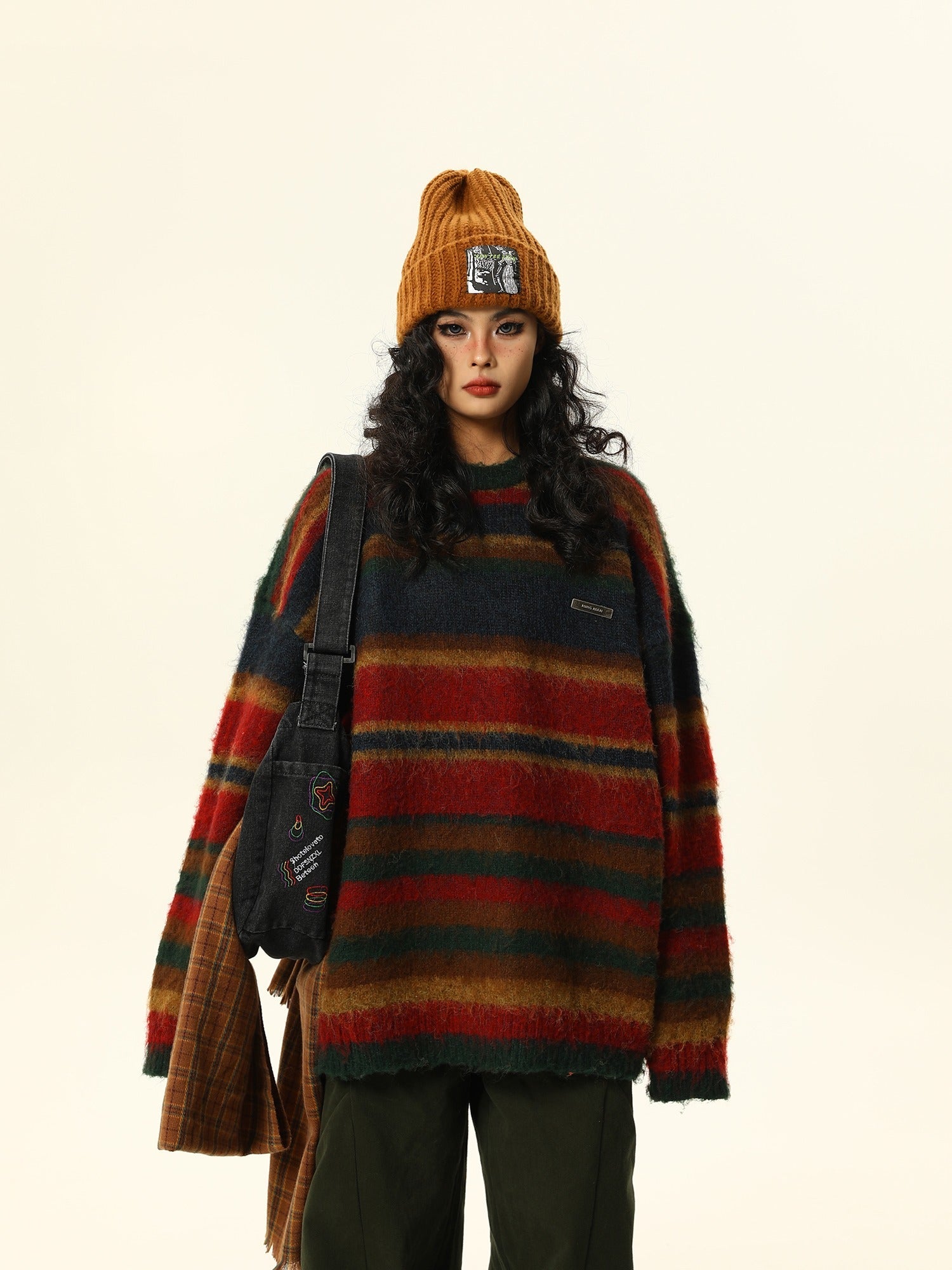 Multicolor Striped Fuzzy Sweater