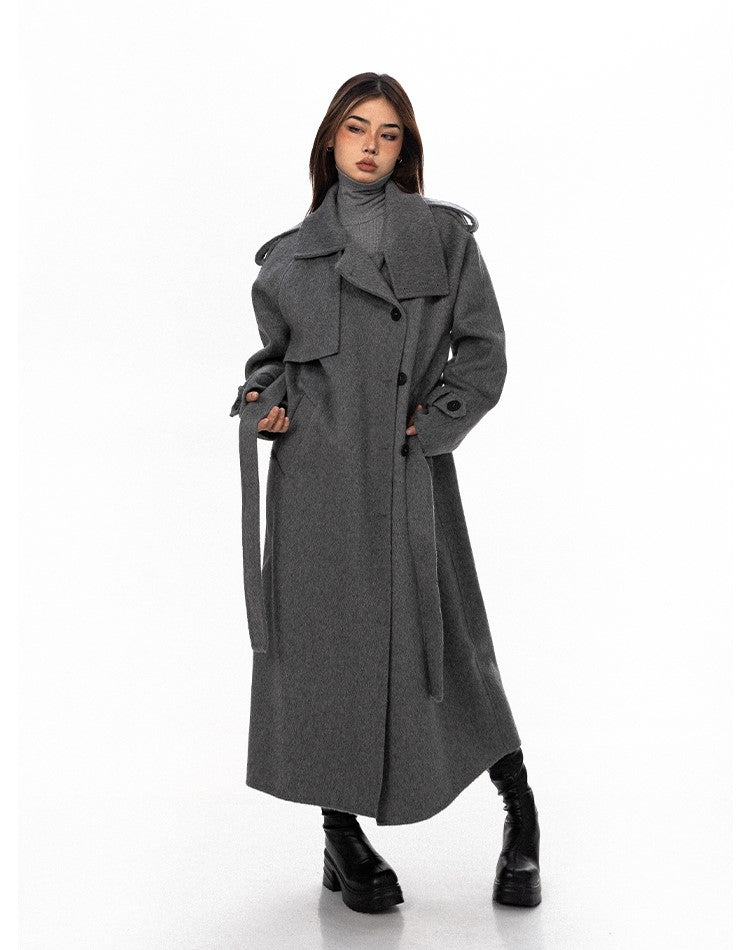 Wool Military-Style Trench Coat