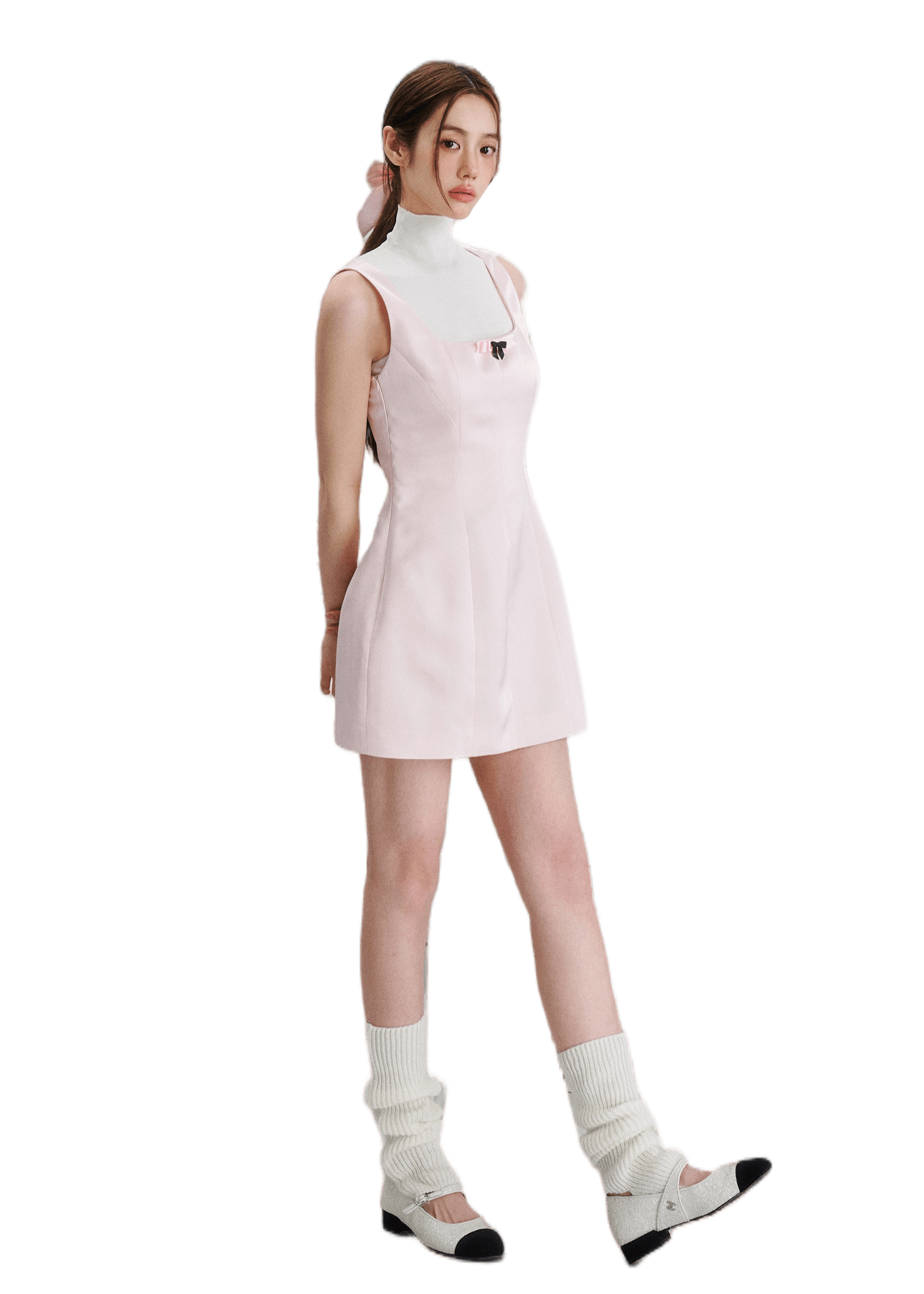 Adjustable Balletcore Bow-Tie Jumper Dress