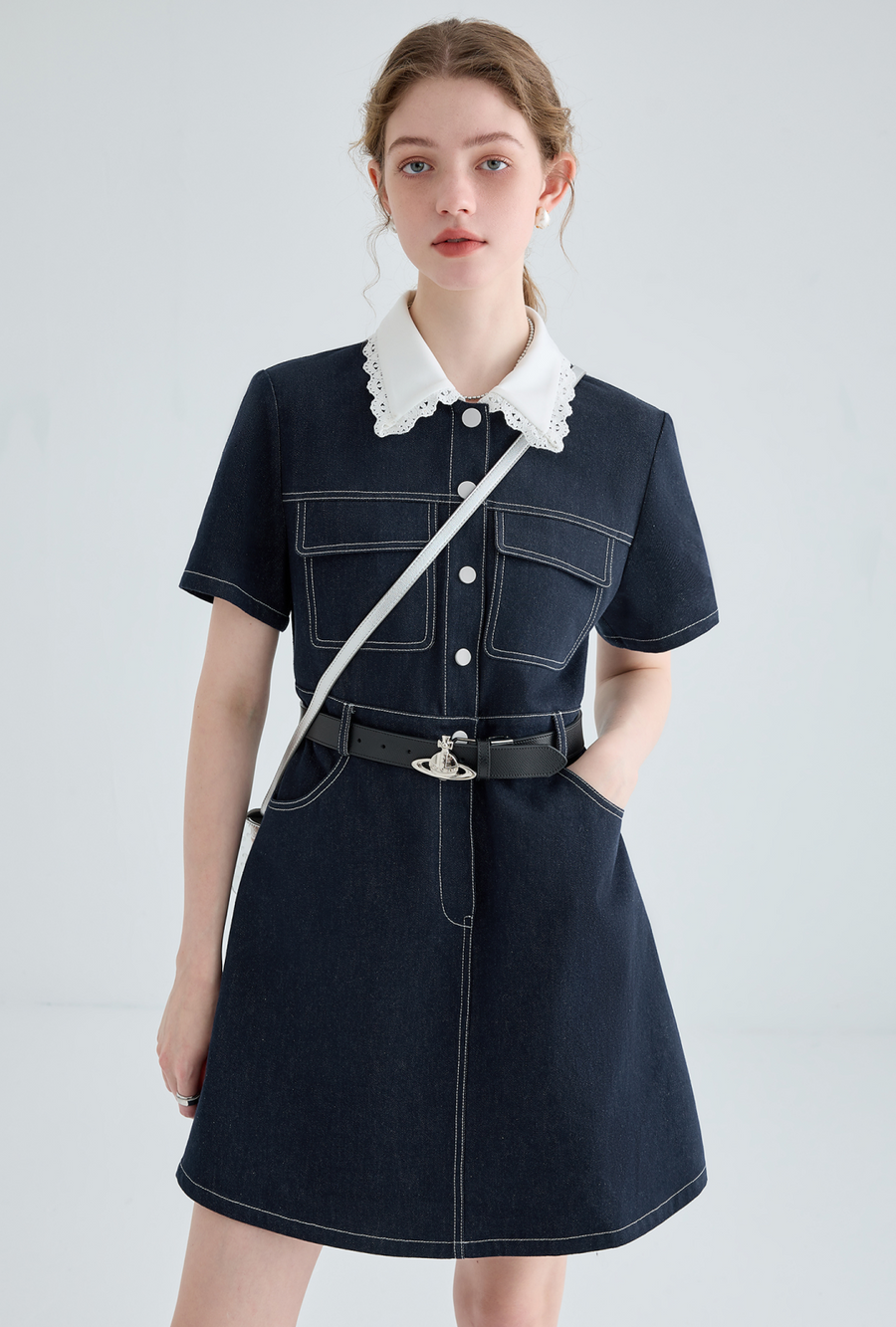 WAISTED DENIM DRESS