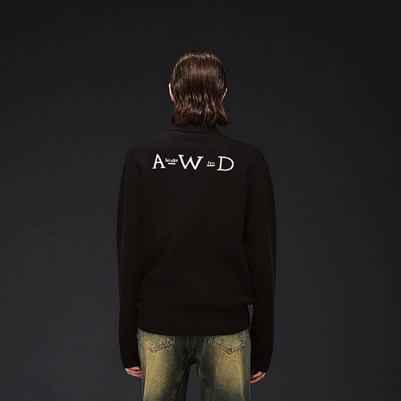 Black Text Turtleneck Sweater