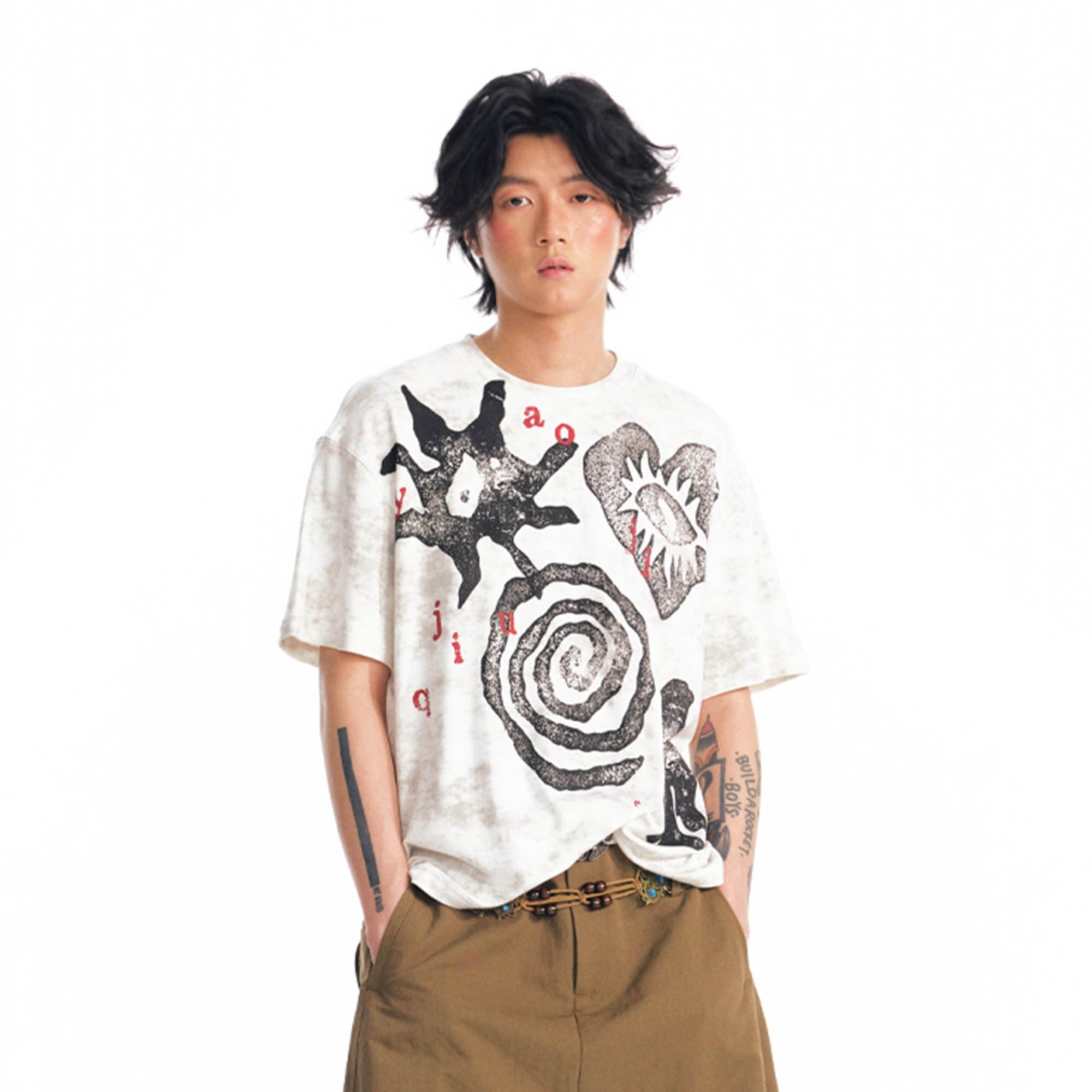 Tribal Graphic Distressed Cotton Tee