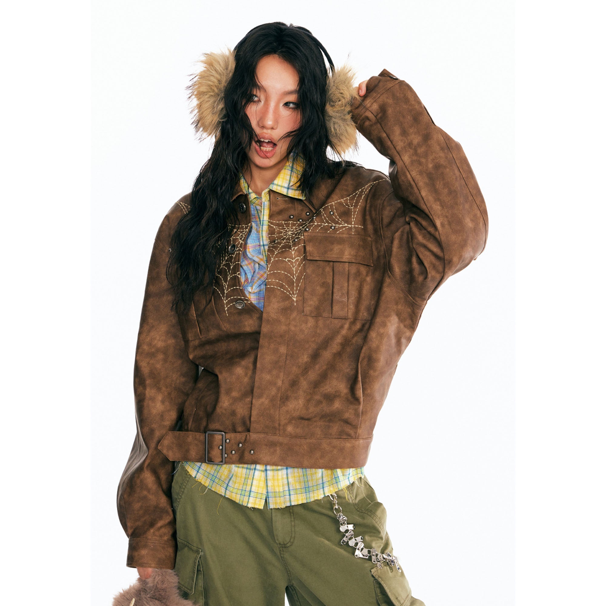 Dreamcatcher Patch Faux Leather Jacket