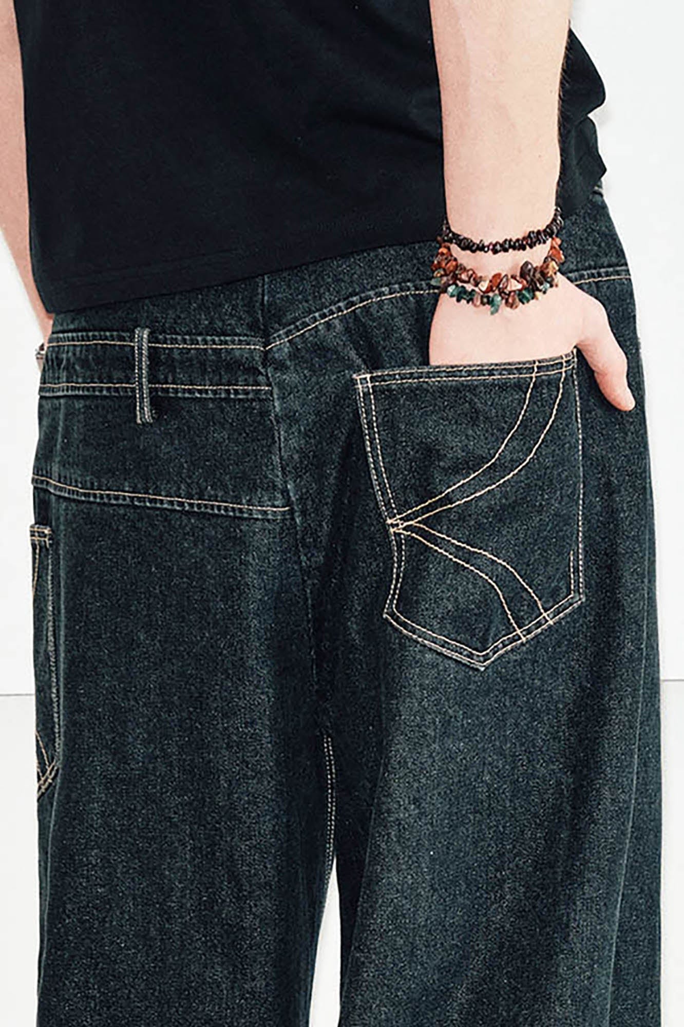 Utility Wide-Leg Dark Wash Jeans