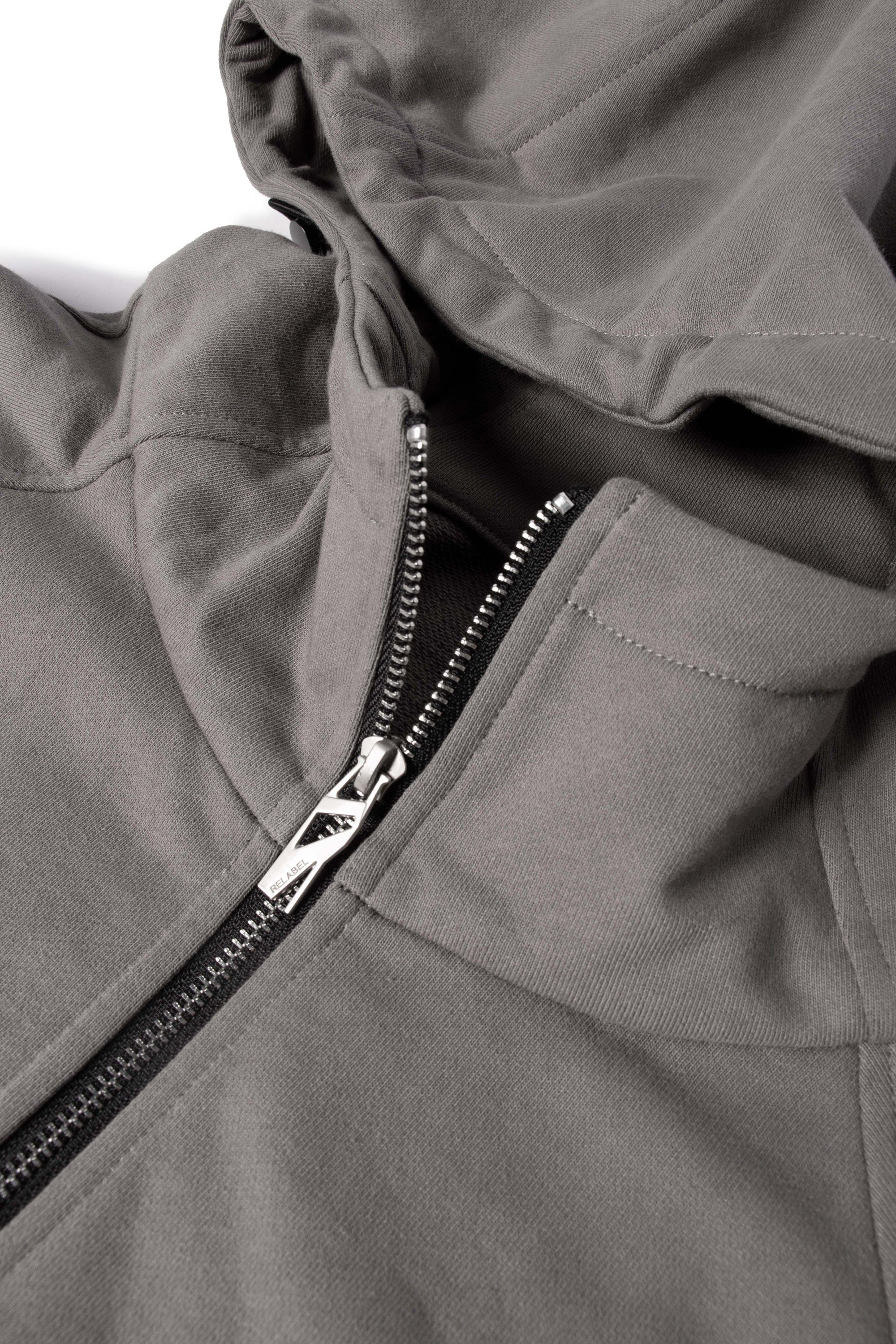 Spliced Zipper Grey Hoodie