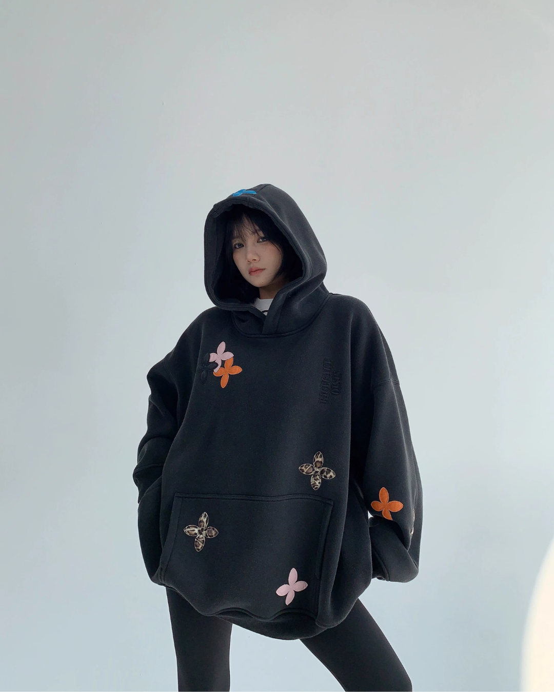 Midnight Bloom Oversized Petal Hoodie