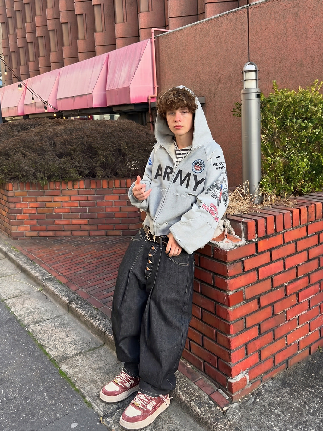 Retro Distressed Denim Wavy Sole Sneakers
