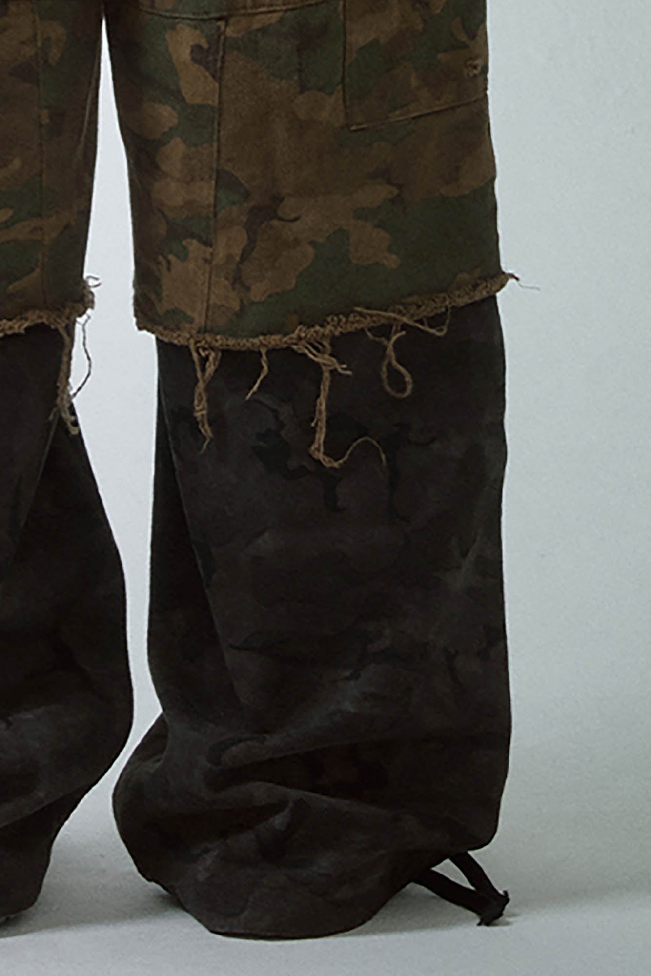 Distressed Camo Panel Pants