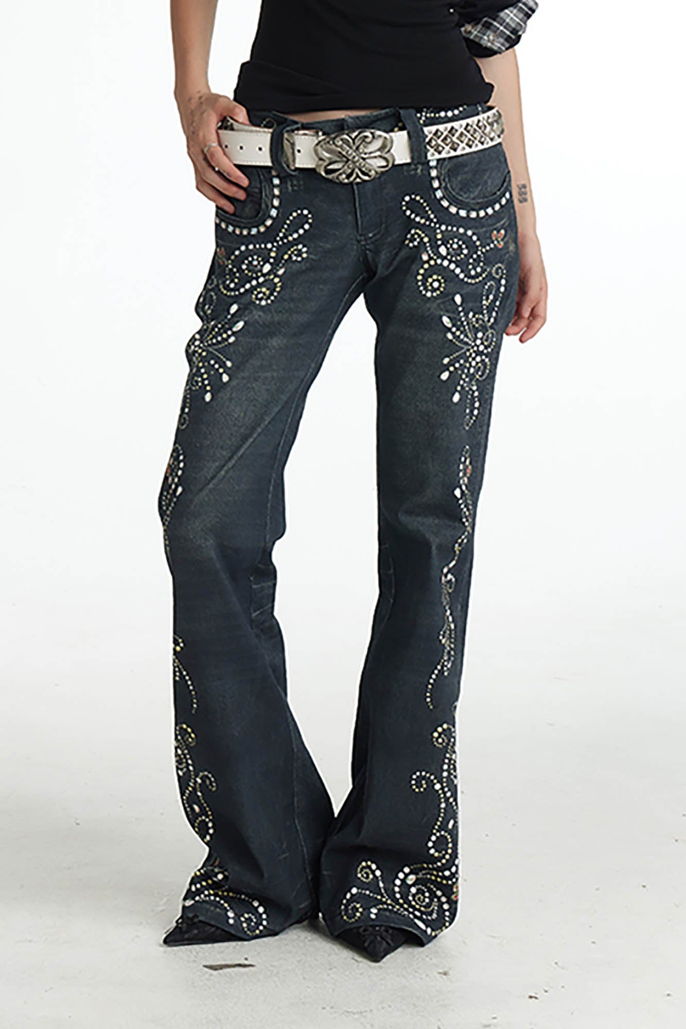 Rhinestone Flare Jeans